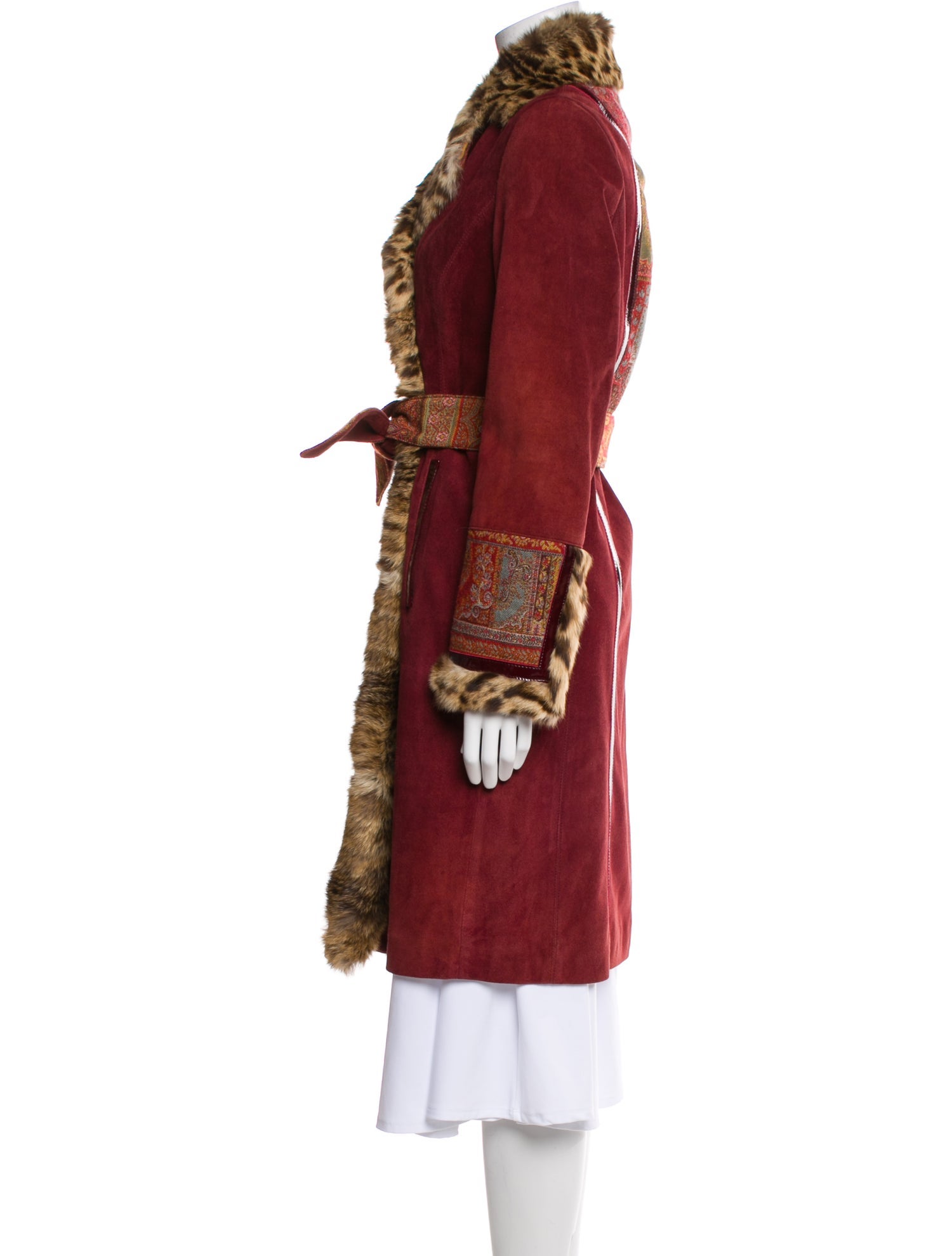 Etro Wool Animal Print Fur Coat