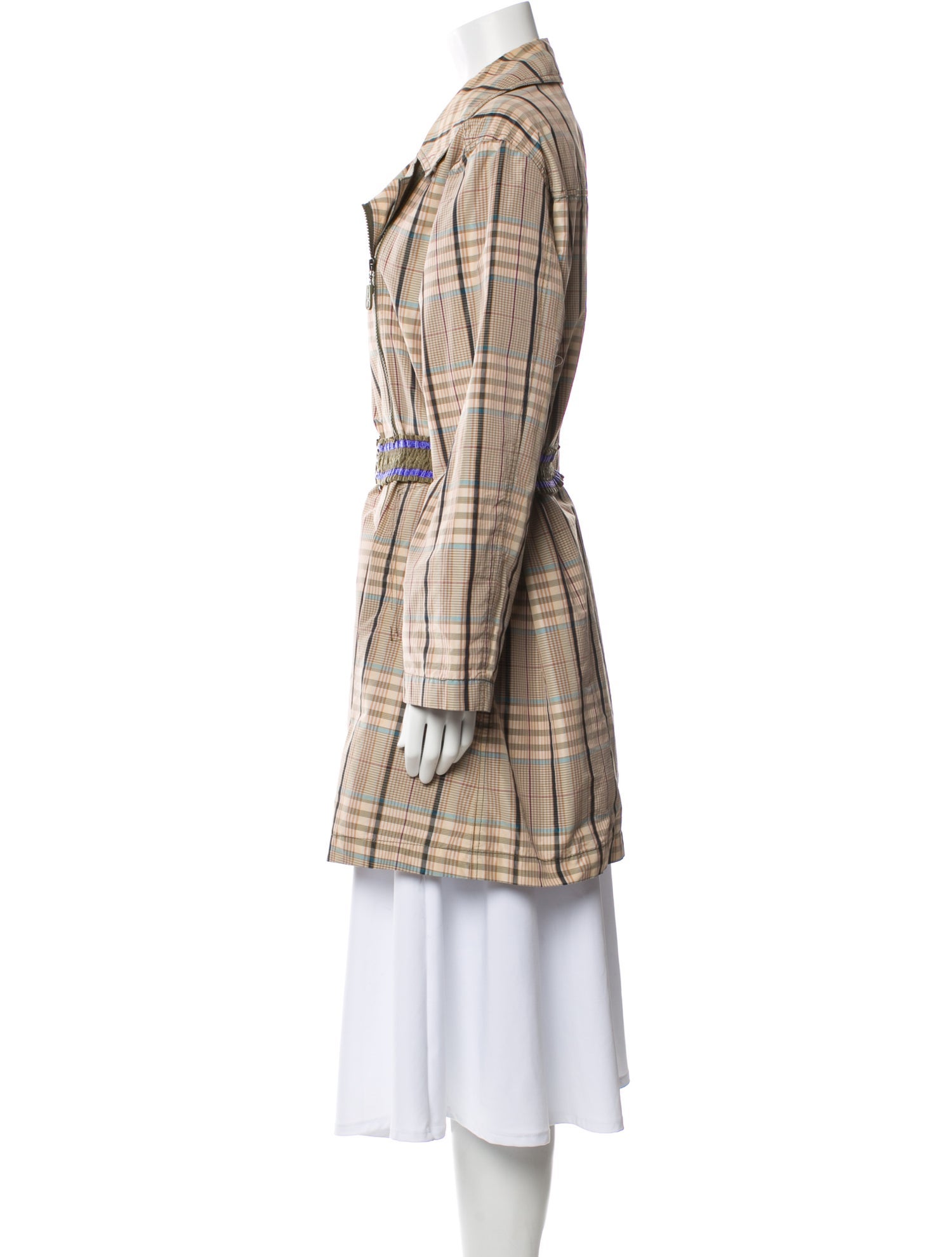 Etro Plaid Print Trench Coat