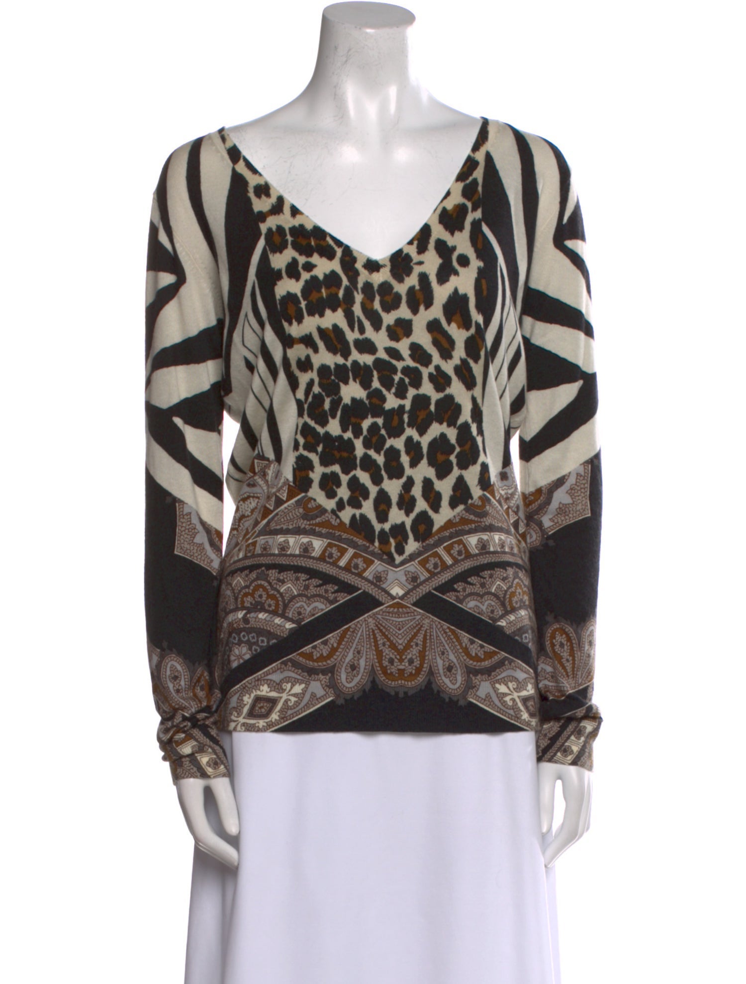 Etro Animal Print V-Neck Sweater