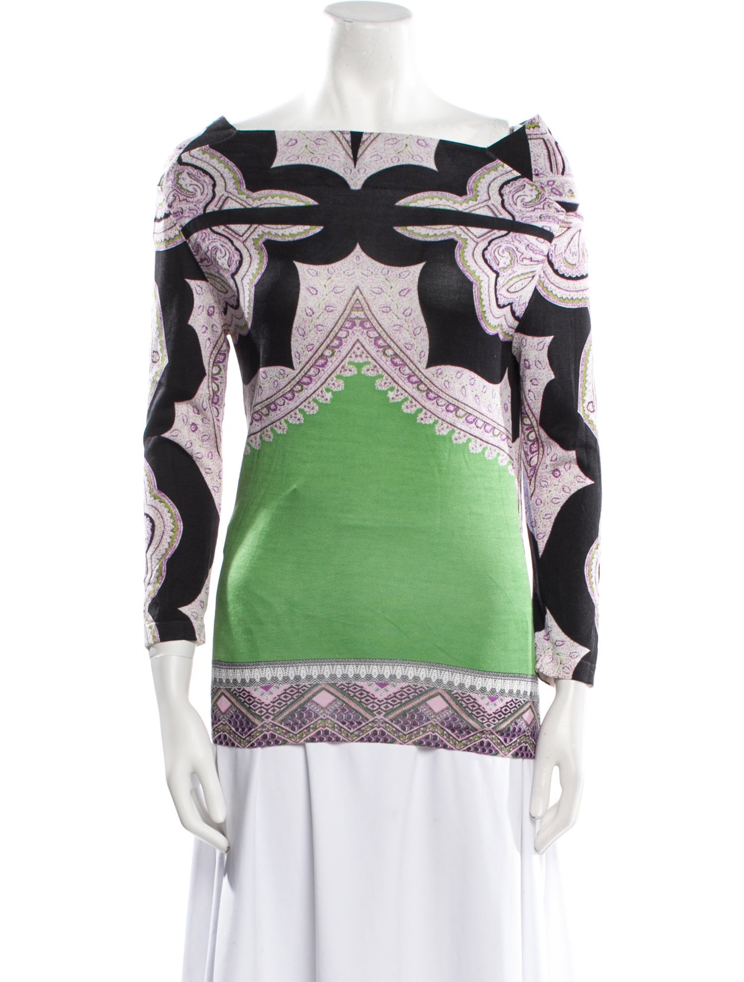 Etro Printed Bateau Neckline Sweatshirt