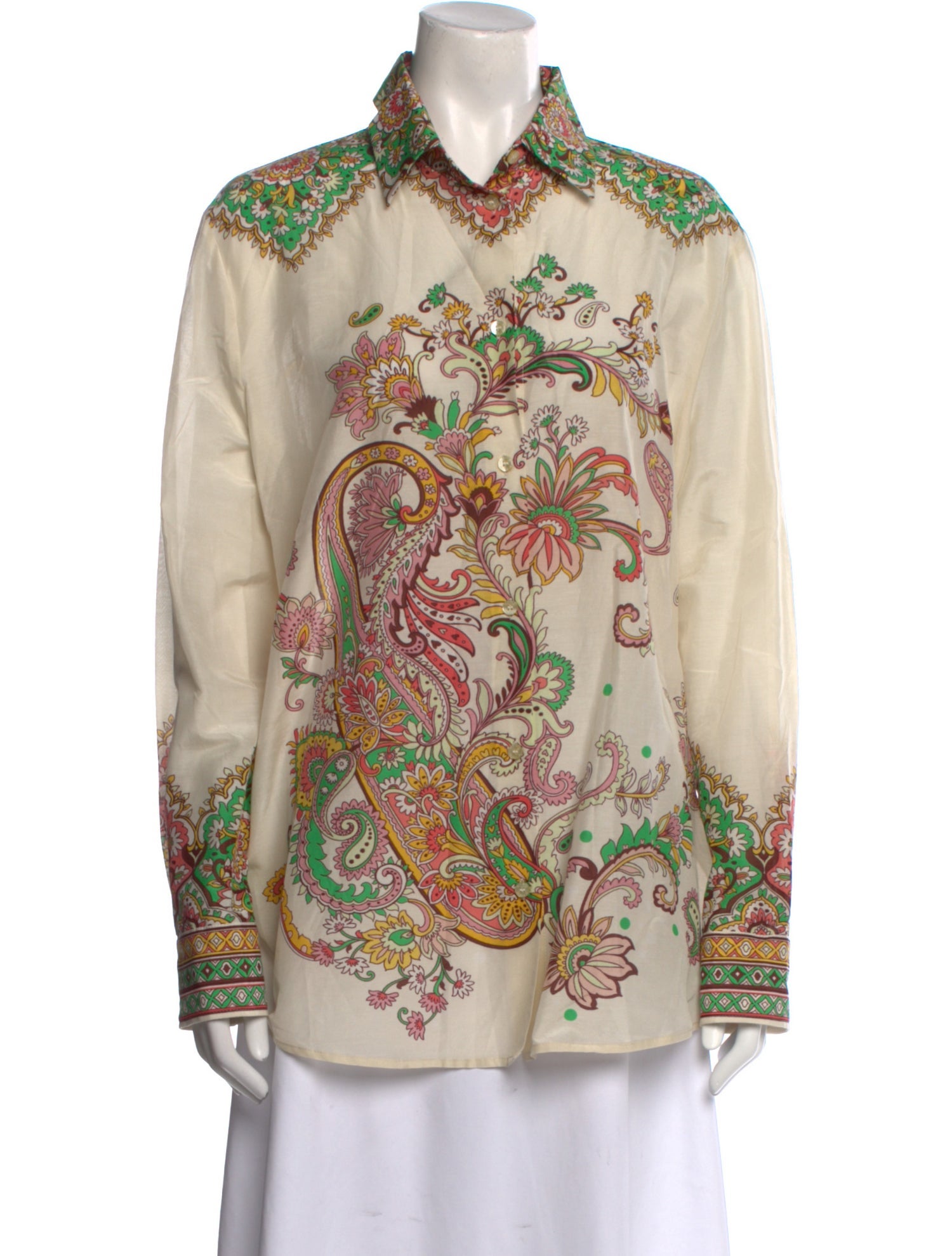 Etro Paisley Print Long Sleeve Button-Up Top