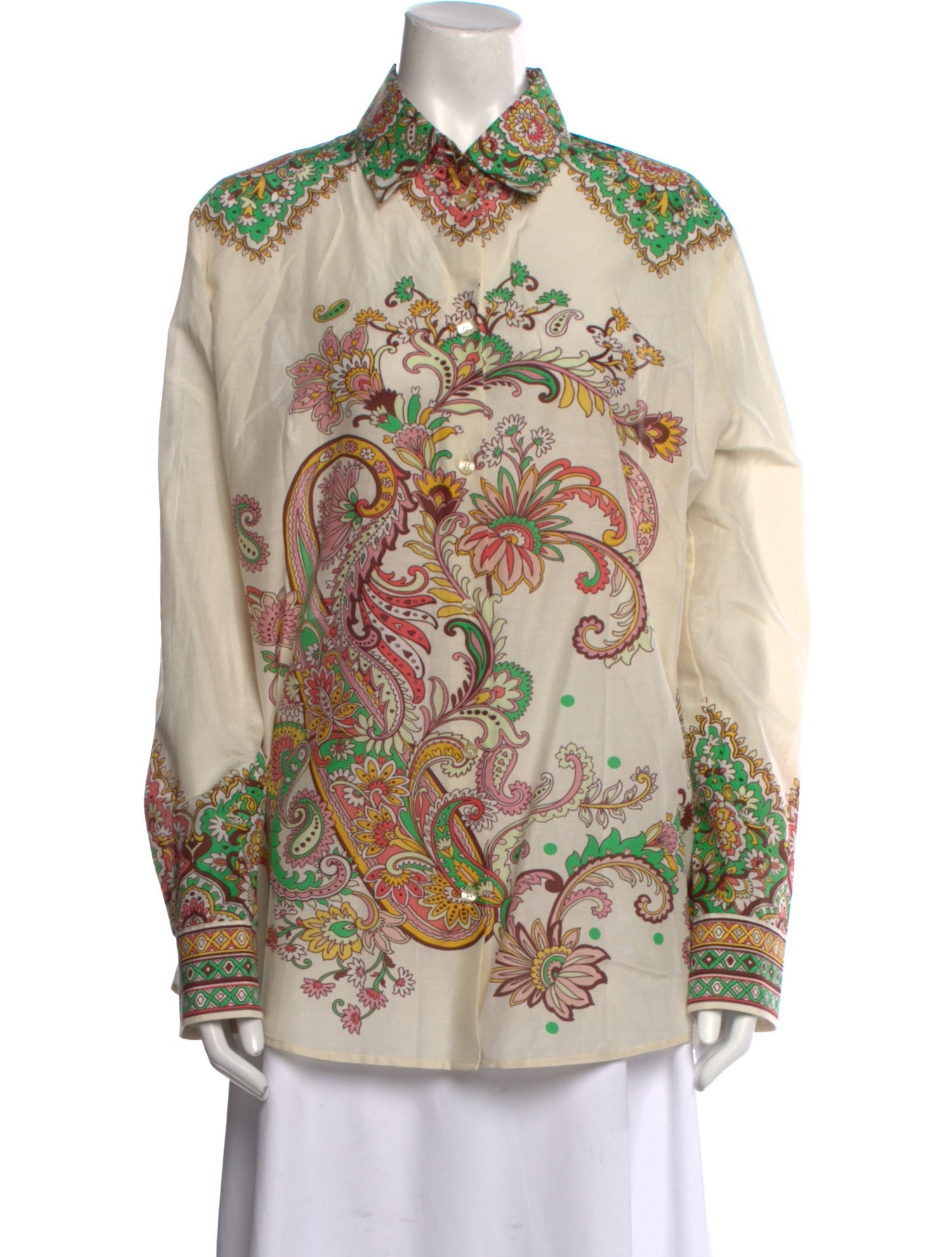 Etro Paisley Print Long Sleeve Button-Up Top