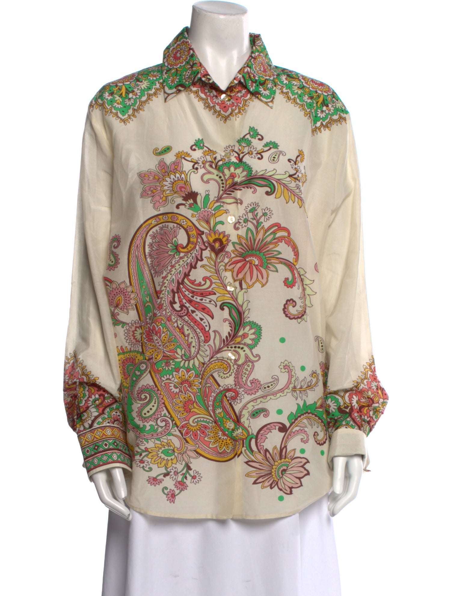 Etro Paisley Print Long Sleeve Button-Up Top