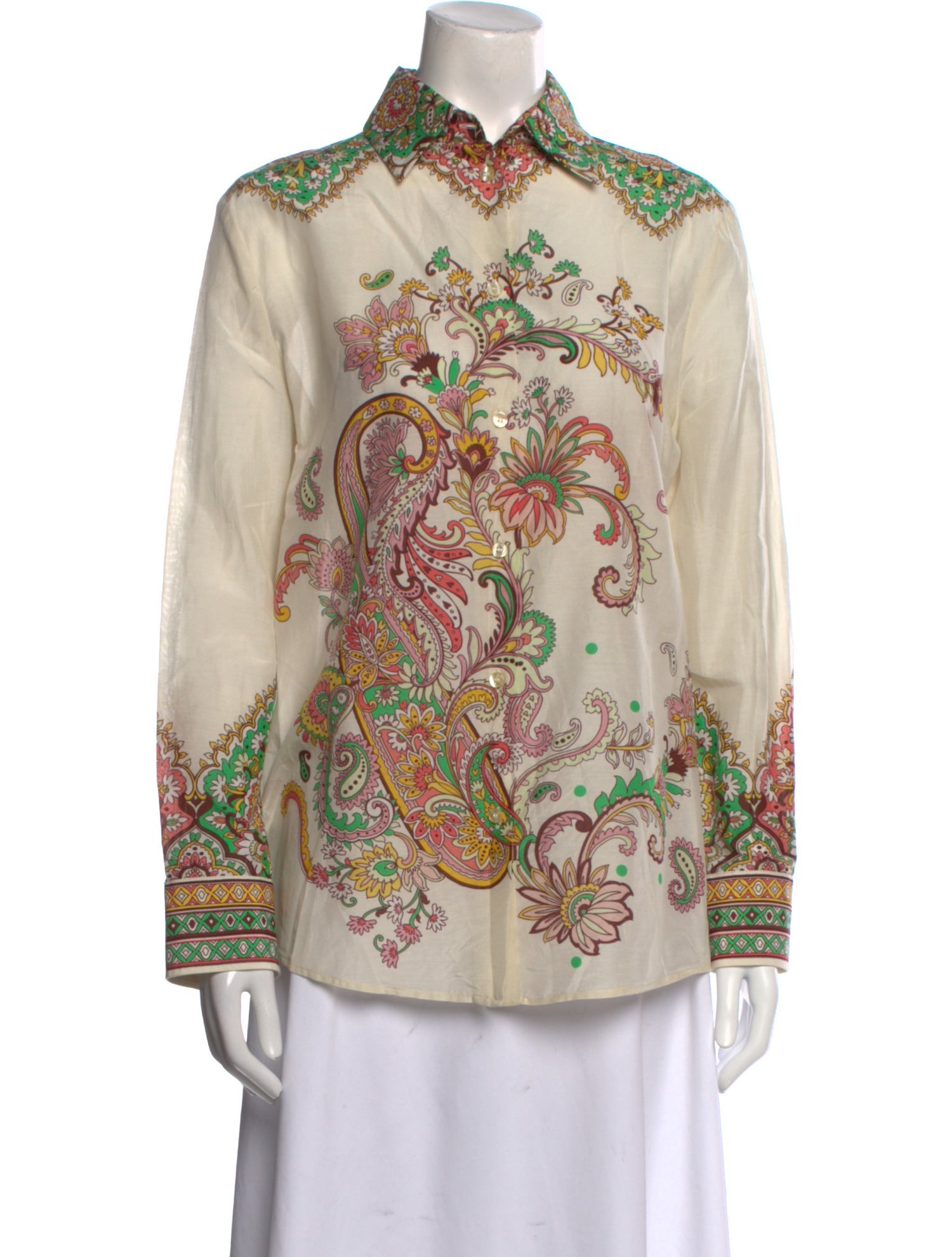 Etro Paisley Print Long Sleeve Button-Up Top