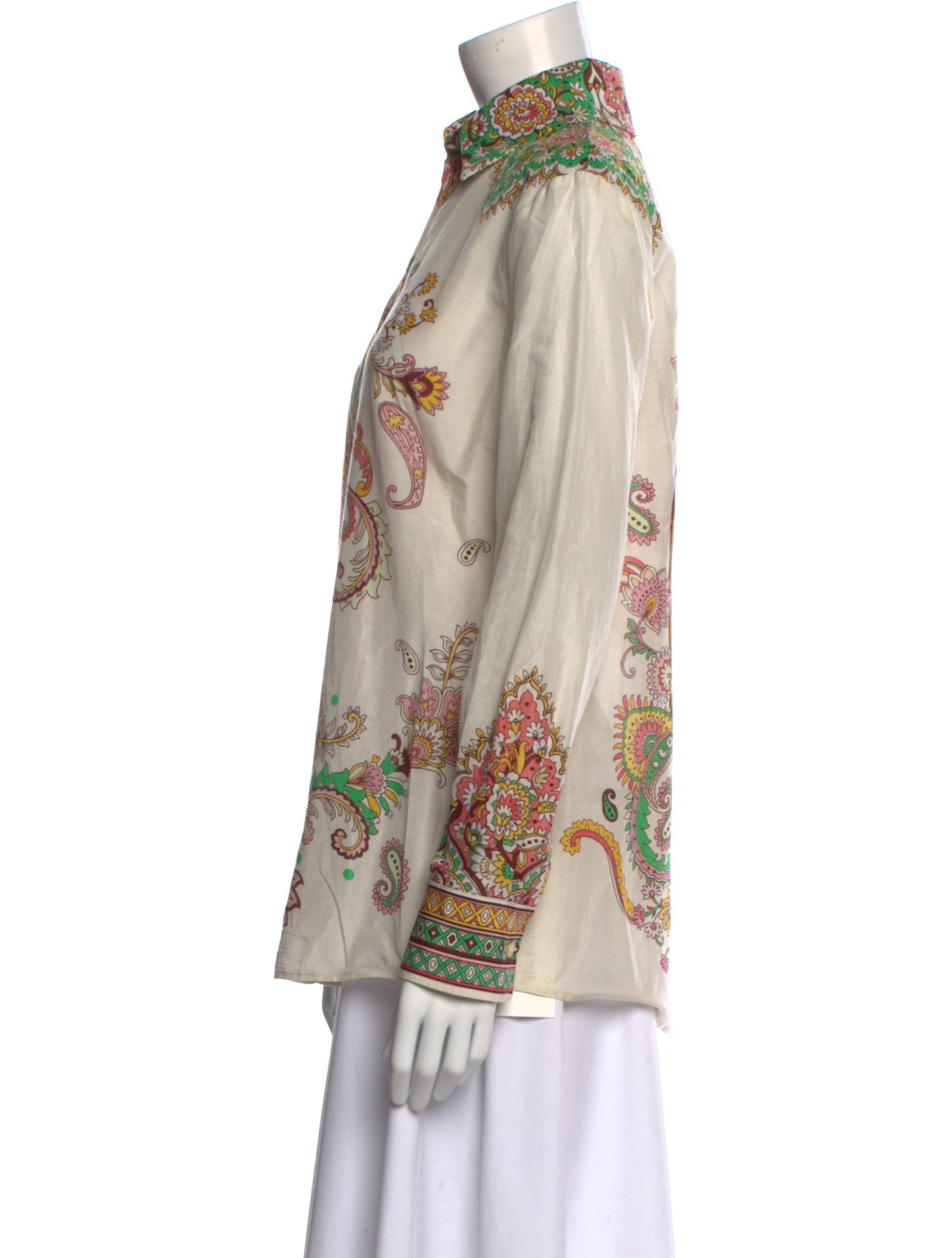 Etro Paisley Print Long Sleeve Button-Up Top
