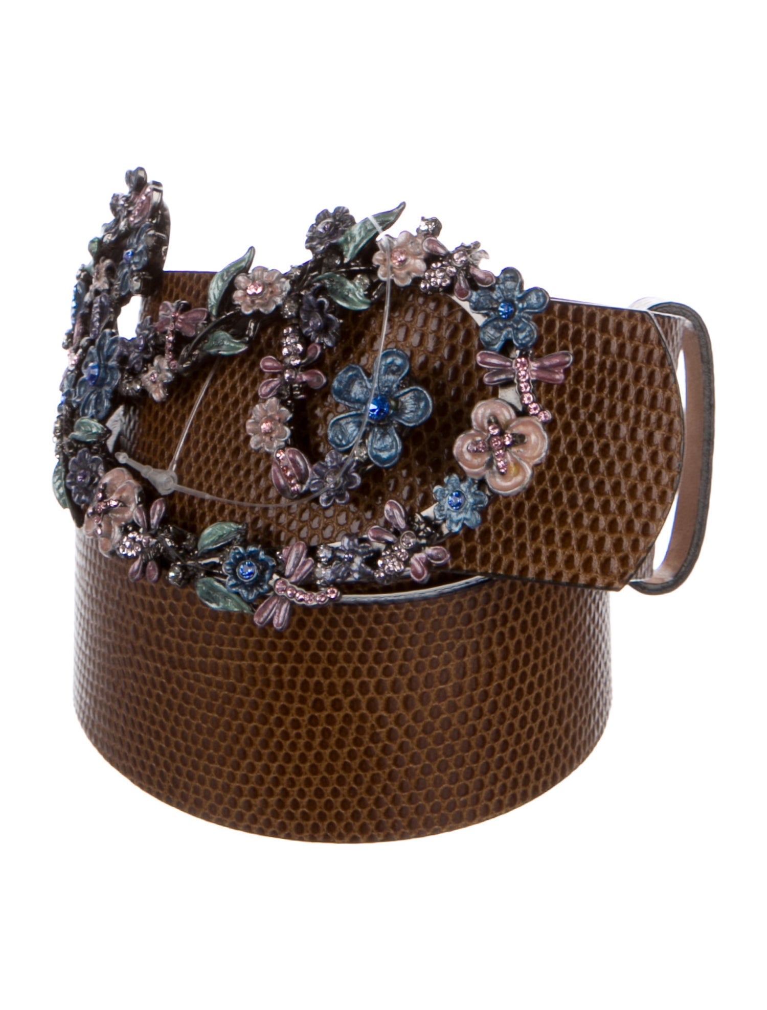 Etro Leather Crystal Embellishments Belt