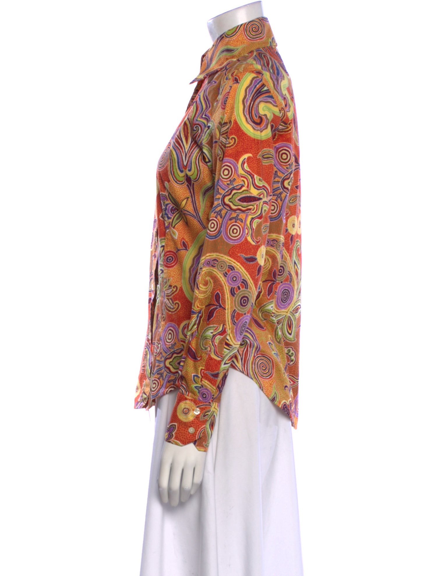 Etro Paisley Print Long Sleeve Button-Up Top