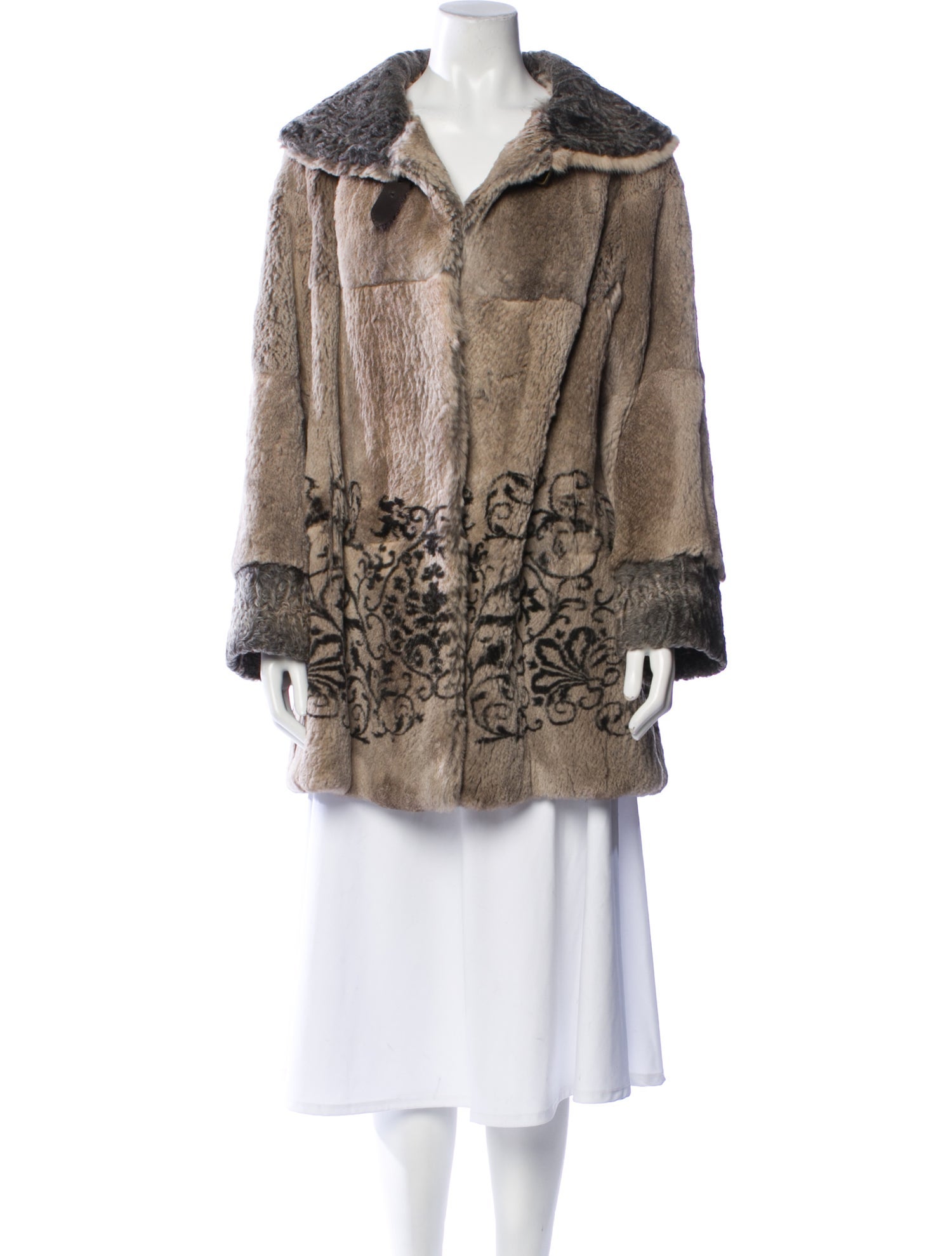 Etro Lambskin Animal Print Faux Fur Coat