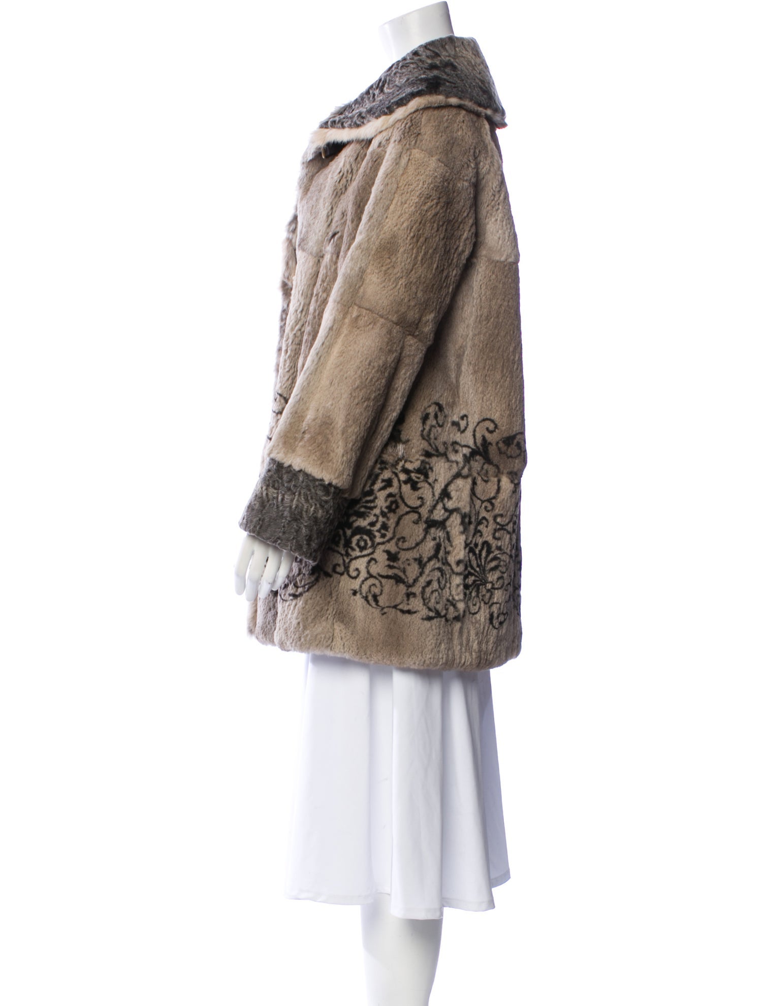 Etro Lambskin Animal Print Faux Fur Coat