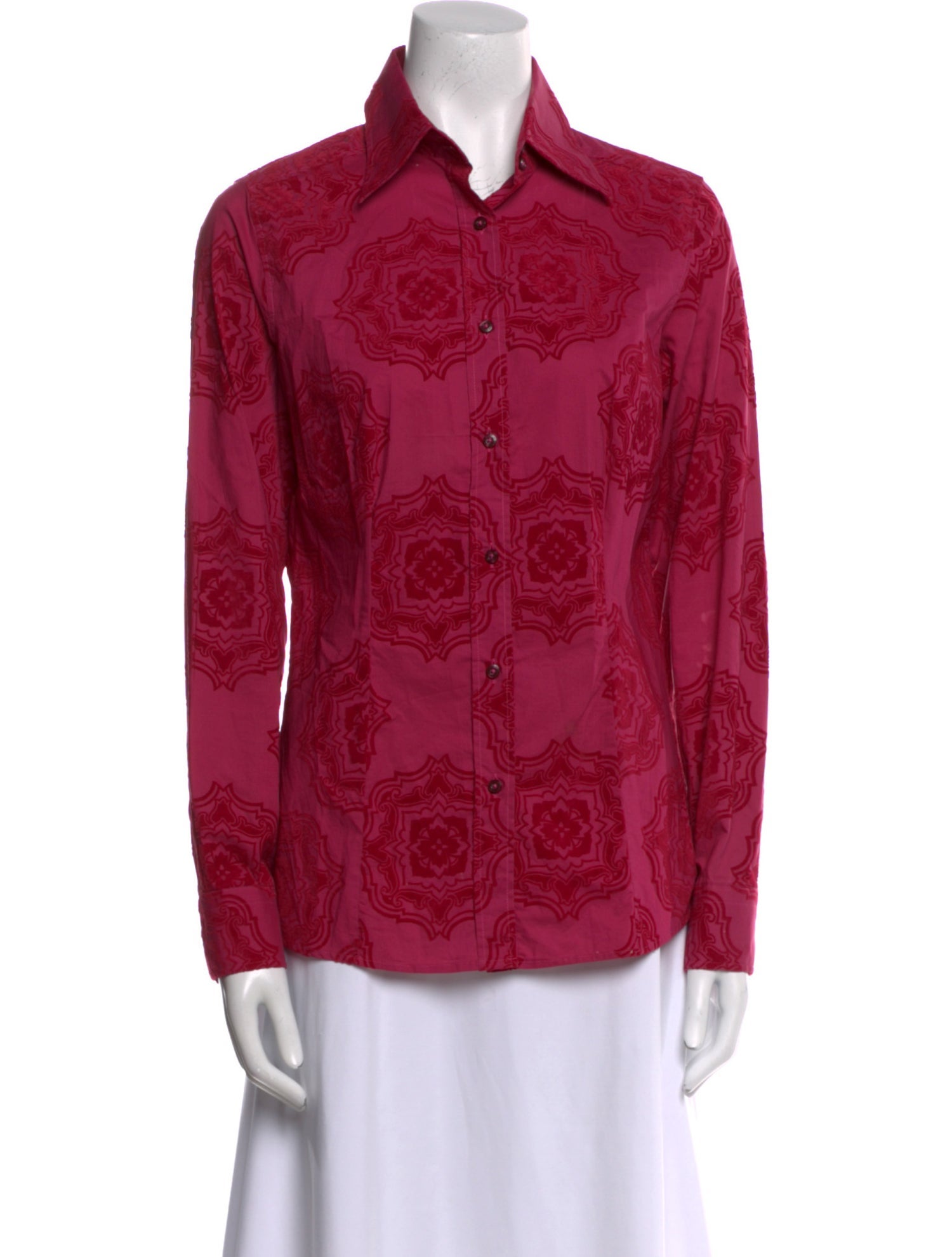 Etro Printed Long Sleeve Button-Up Top