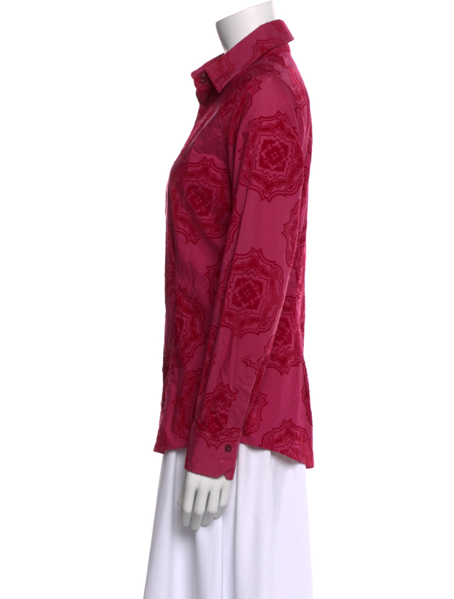 Etro Printed Long Sleeve Button-Up Top