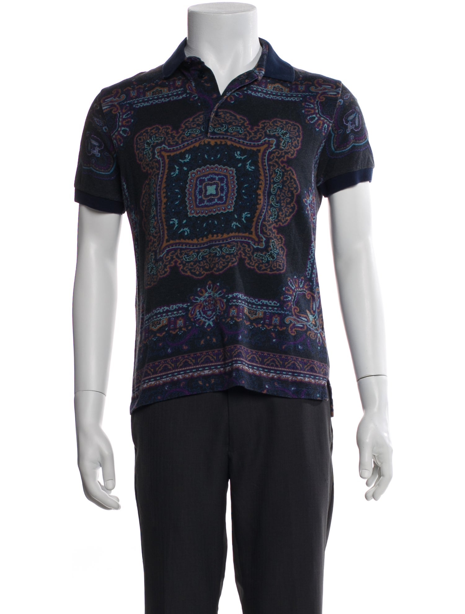 Etro Paisley Print V-Neck Polo Shirt