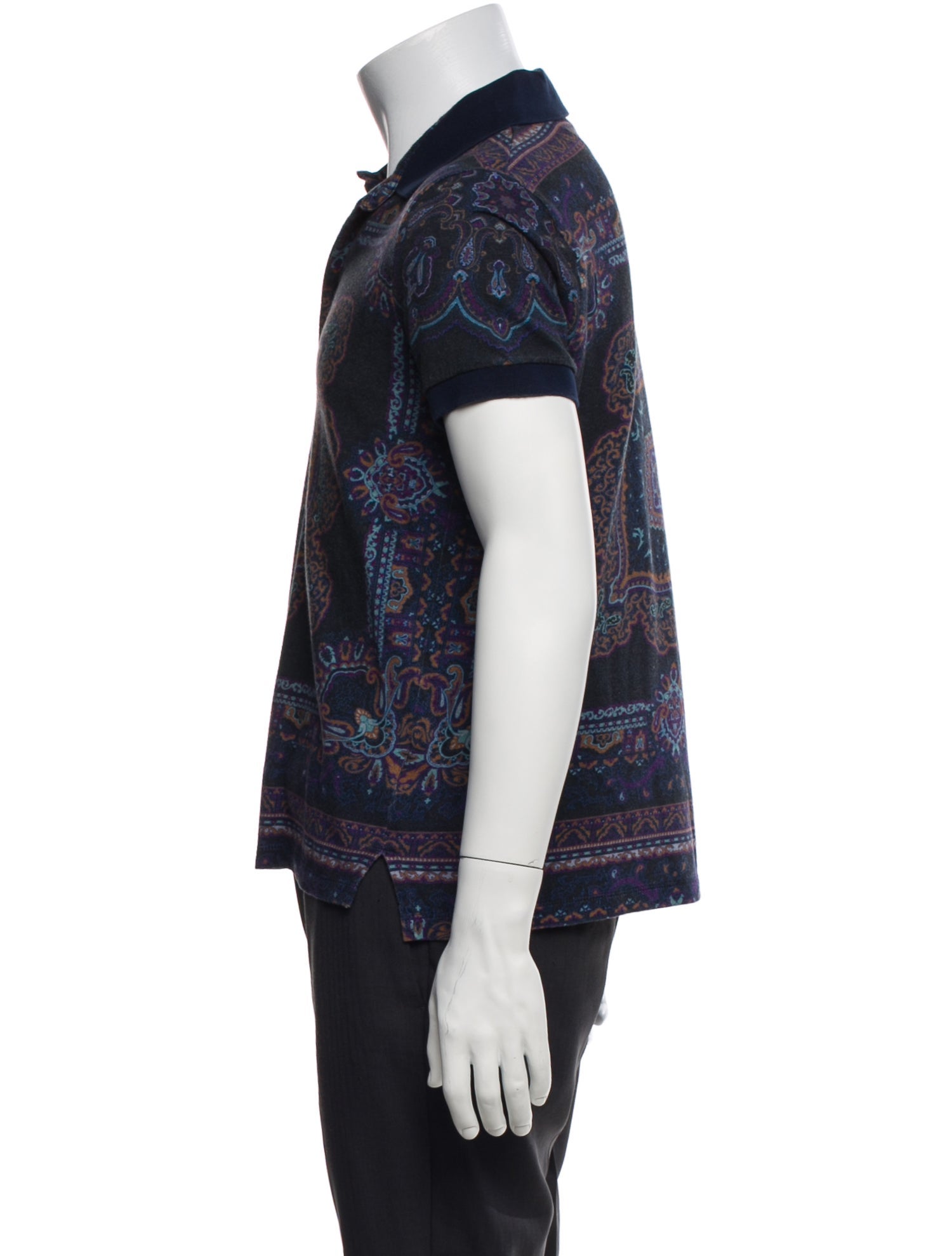 Etro Paisley Print V-Neck Polo Shirt