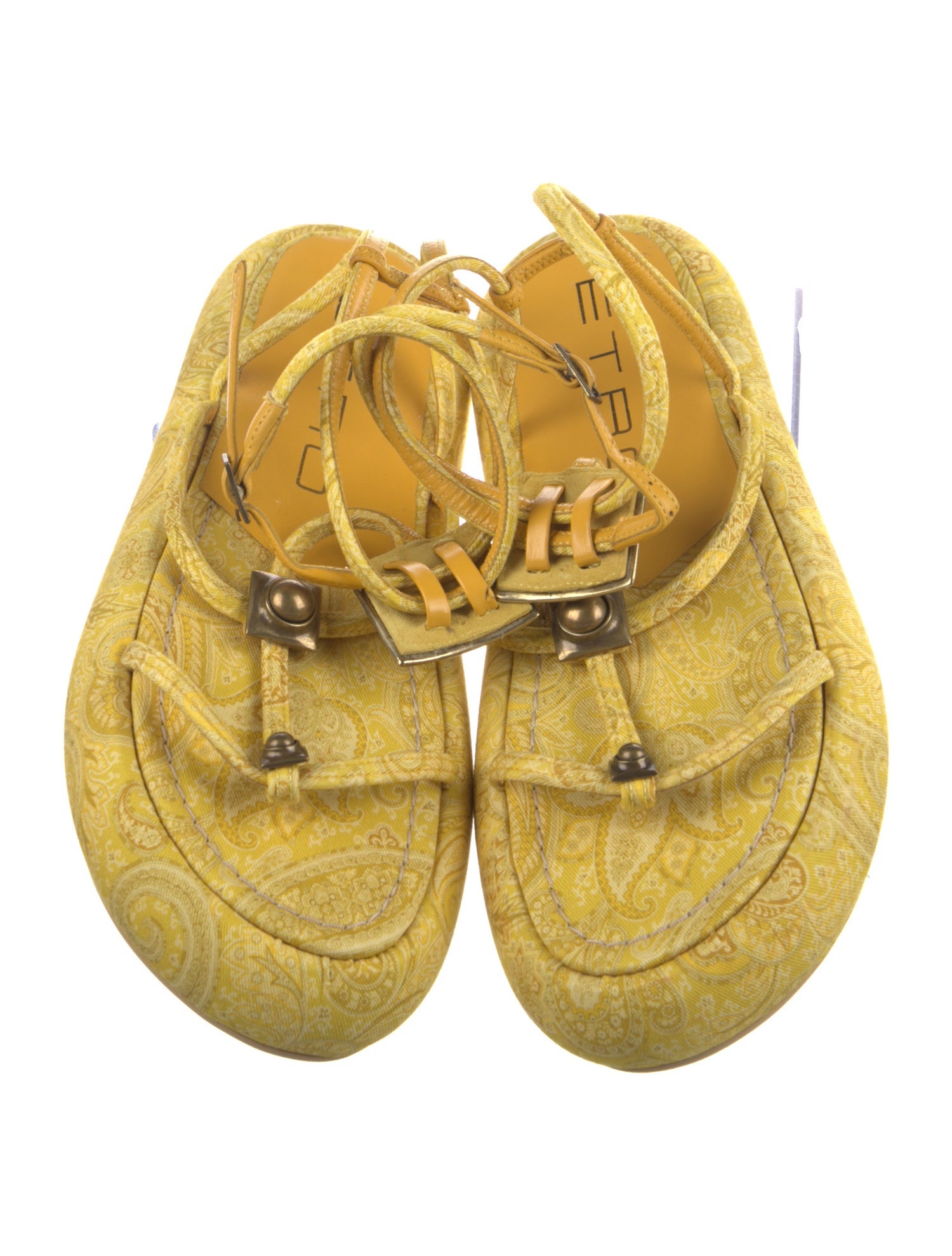 Etro Leather Paisley Print Sandals