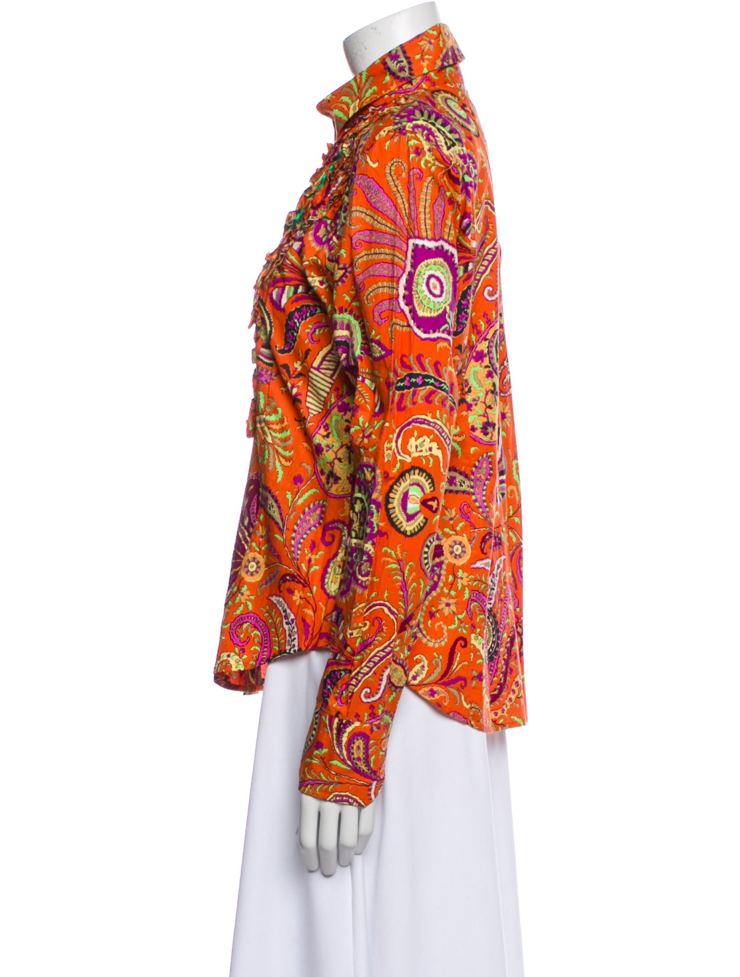 Etro Printed Long Sleeve Button-Up Top