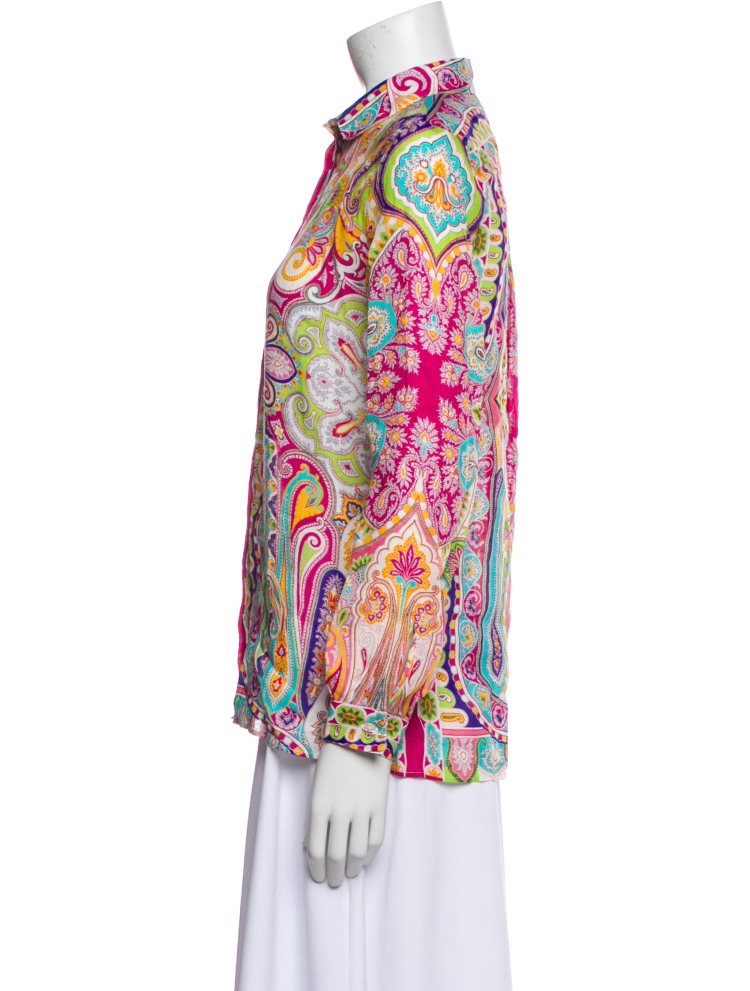 Etro Printed Long Sleeve Button-Up Top