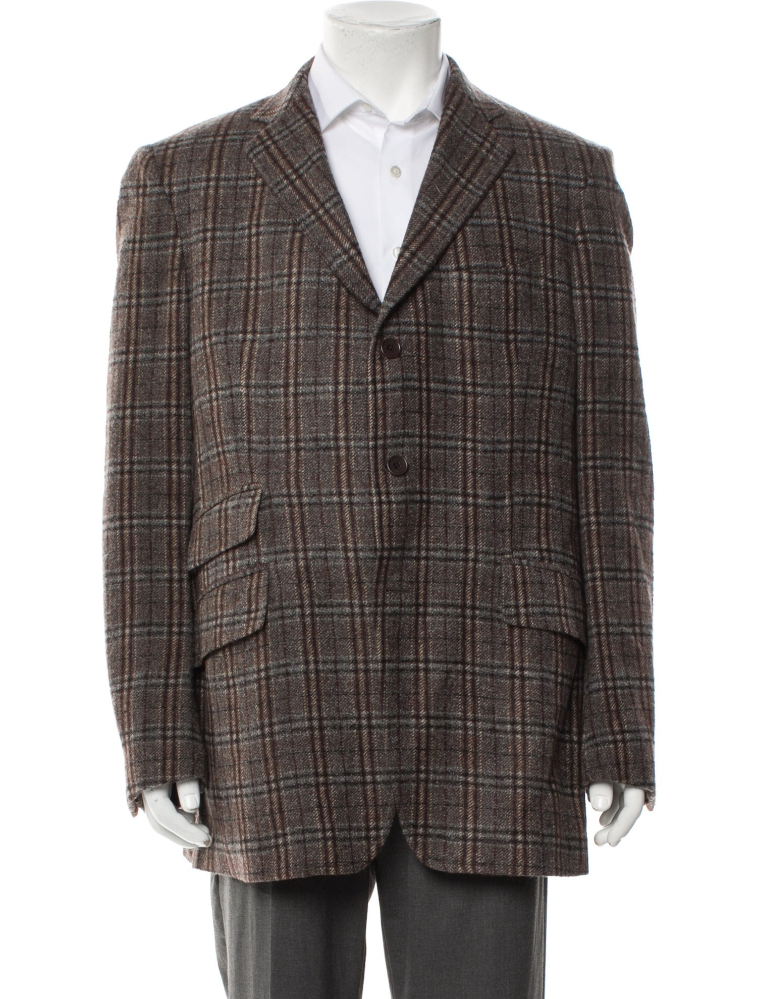 Etro Wool Plaid Print Peacoat