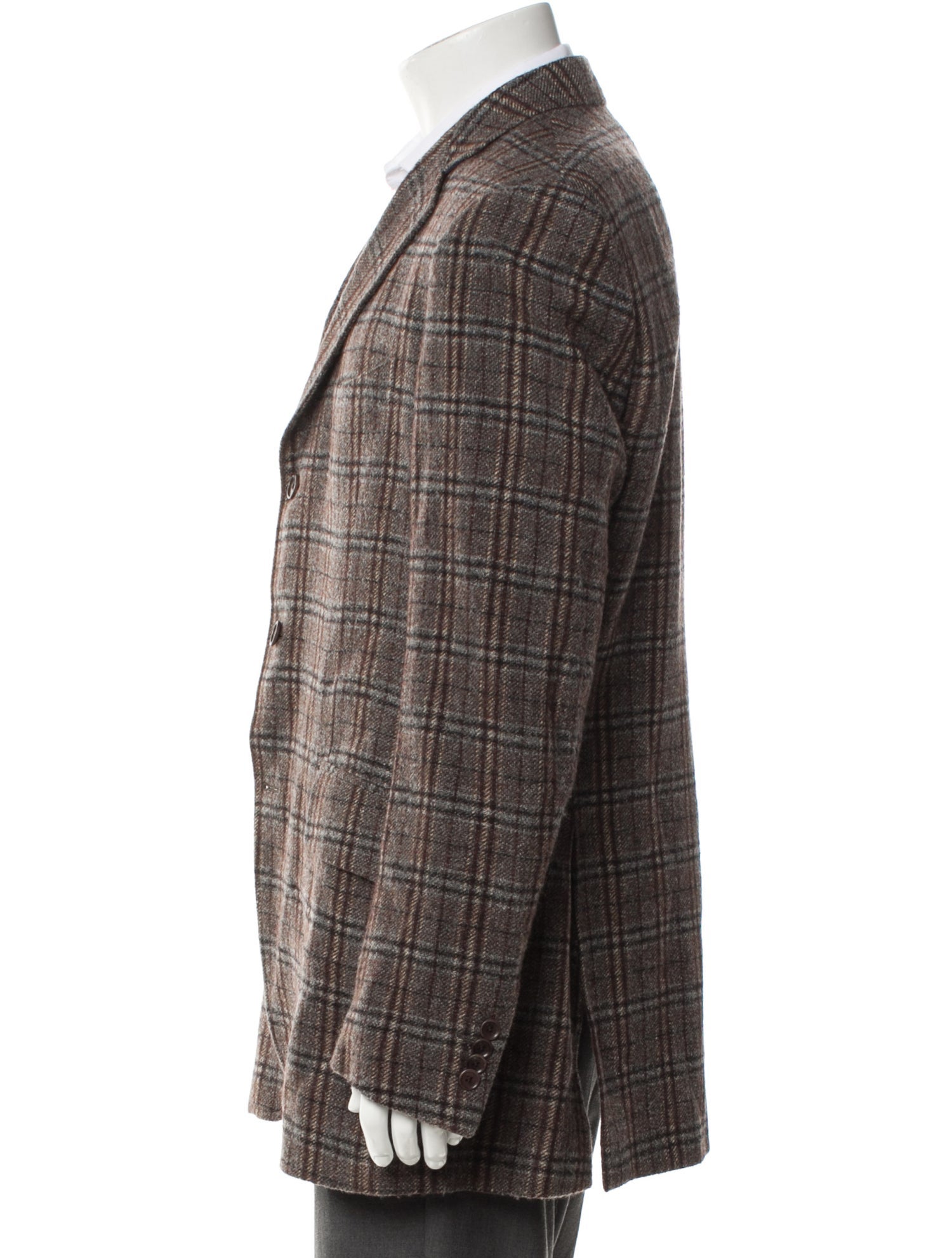 Etro Wool Plaid Print Peacoat