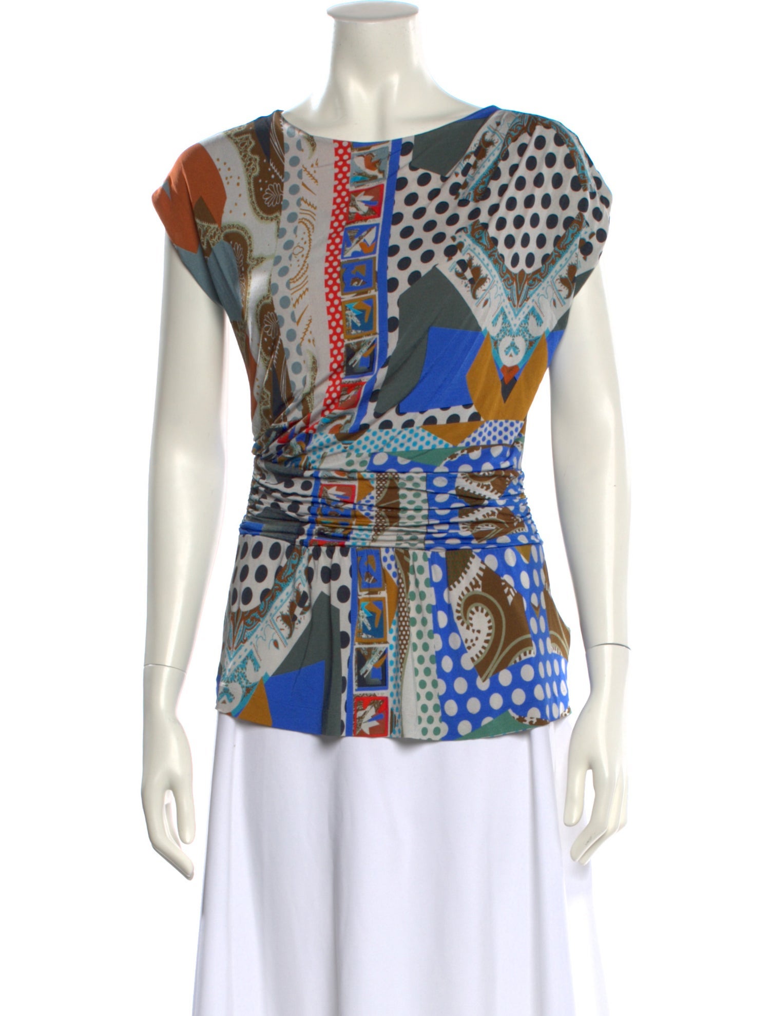 Etro Printed Bateau Neckline Top