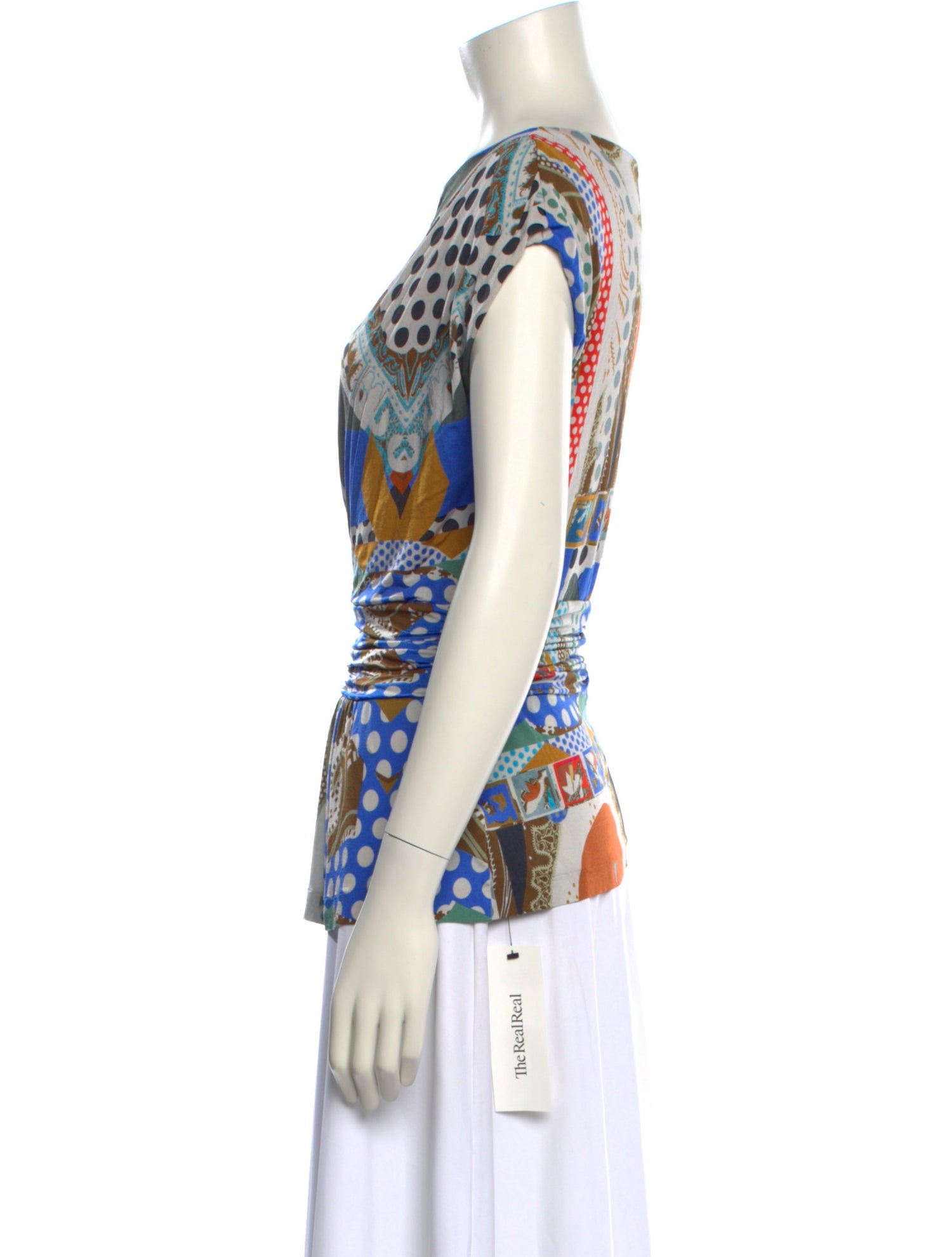 Etro Printed Bateau Neckline Top