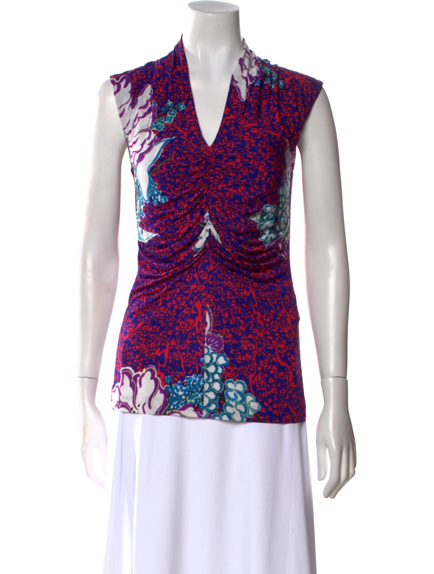 Etro Printed V-Neck Top