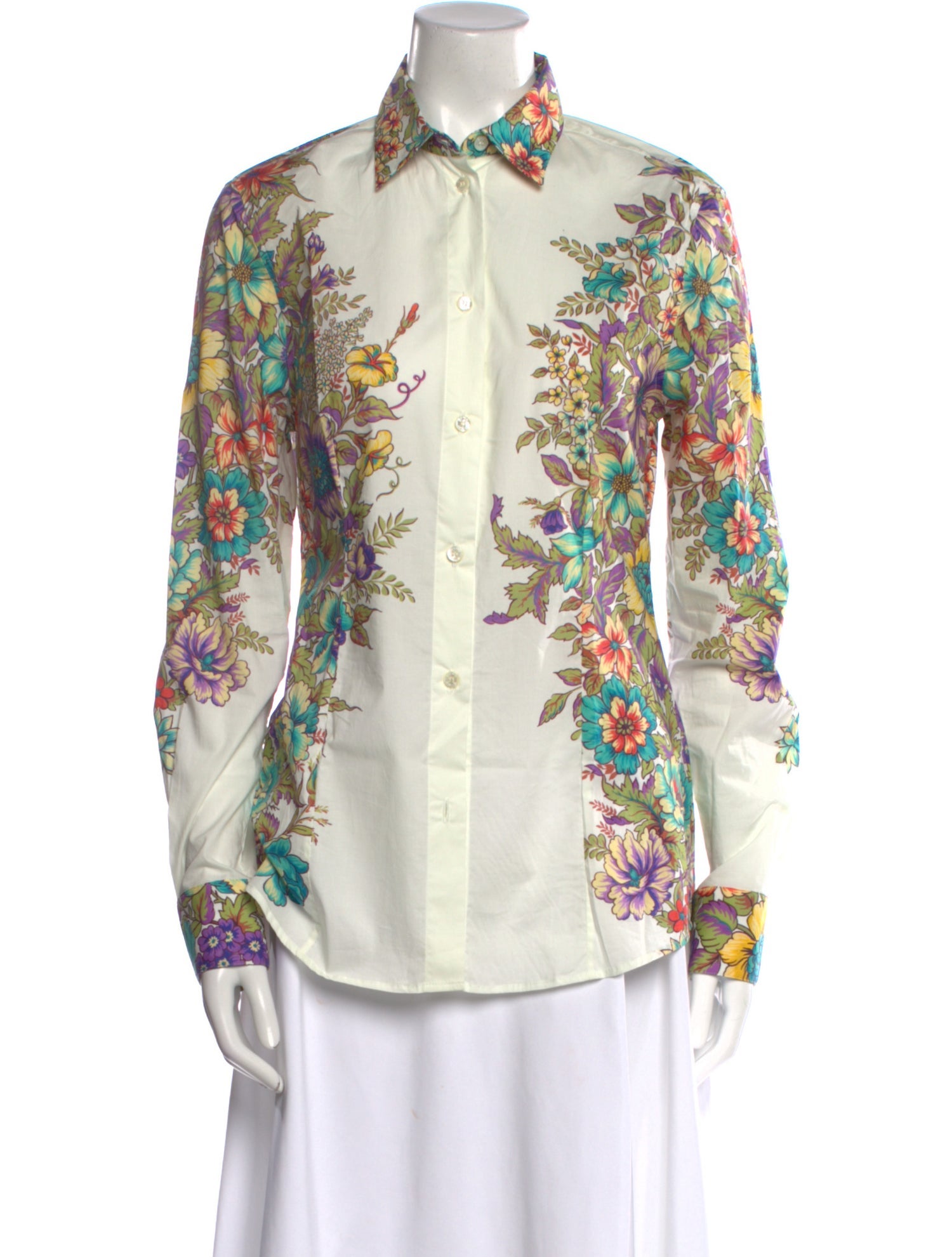 Etro Floral Print Long Sleeve Button-Up Top
