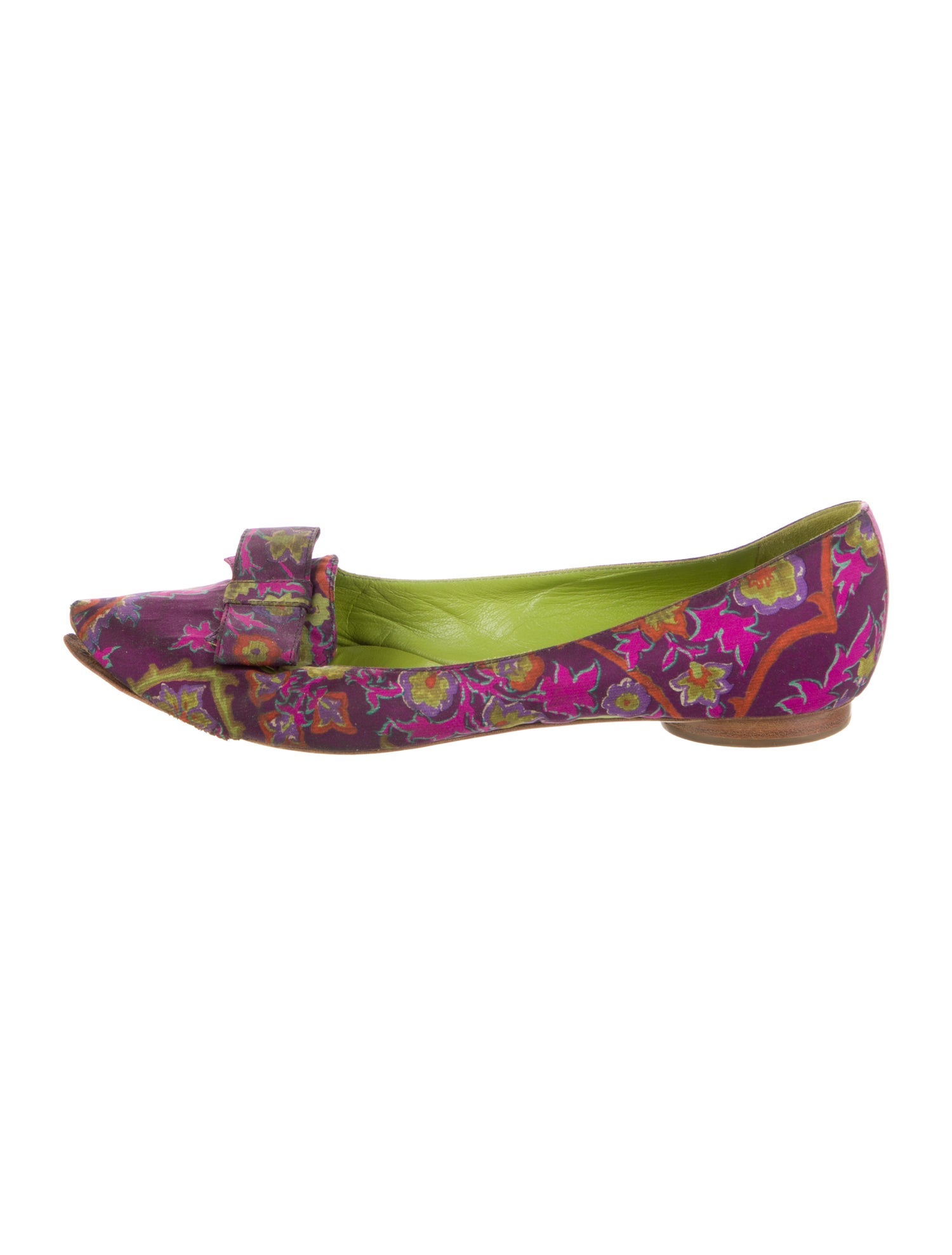 Etro Floral Print Bow Accents Ballet Flats