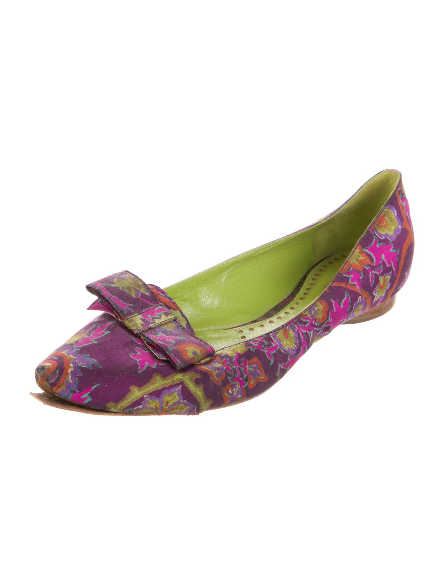 Etro Floral Print Bow Accents Ballet Flats