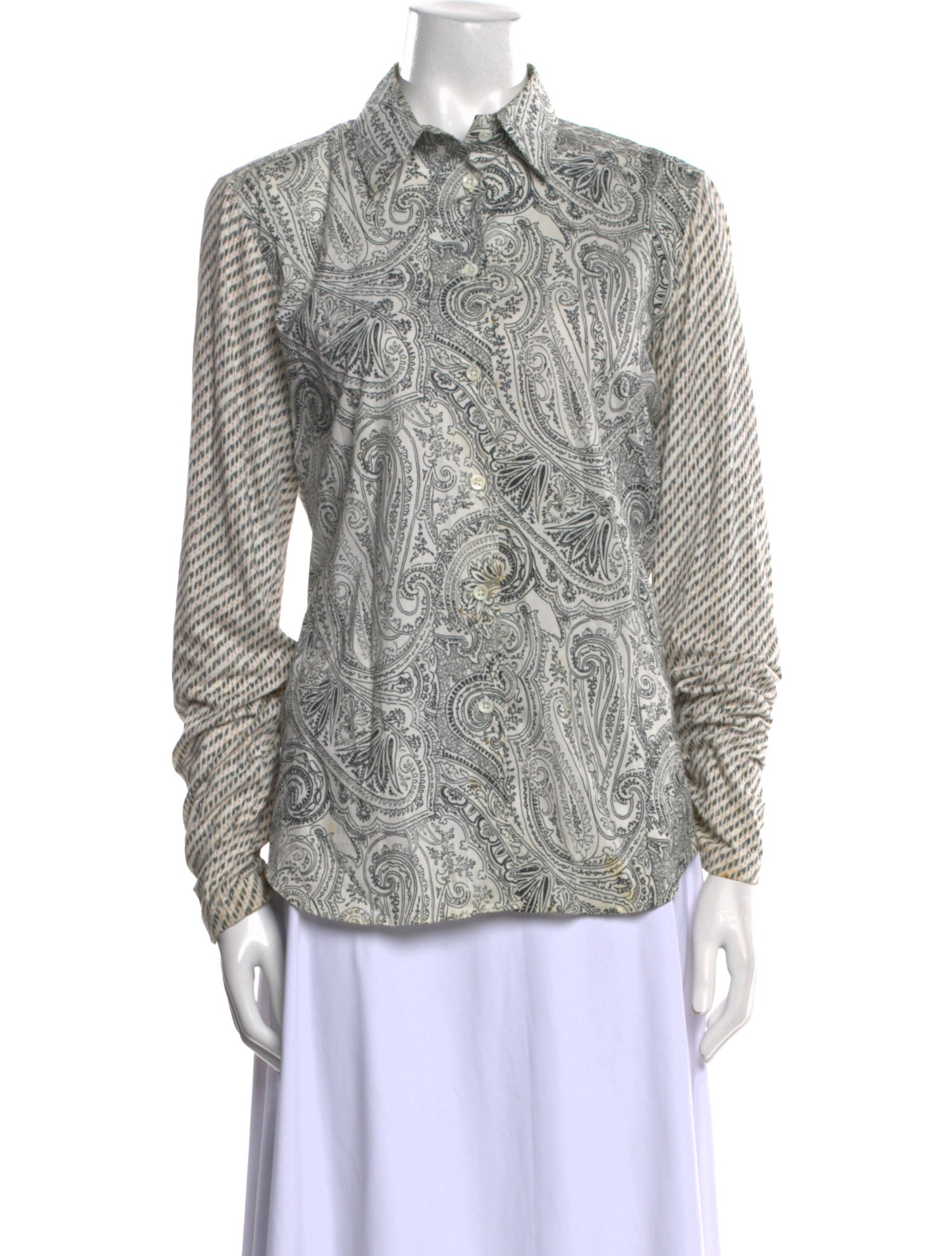 Etro Printed Long Sleeve Button-Up Top