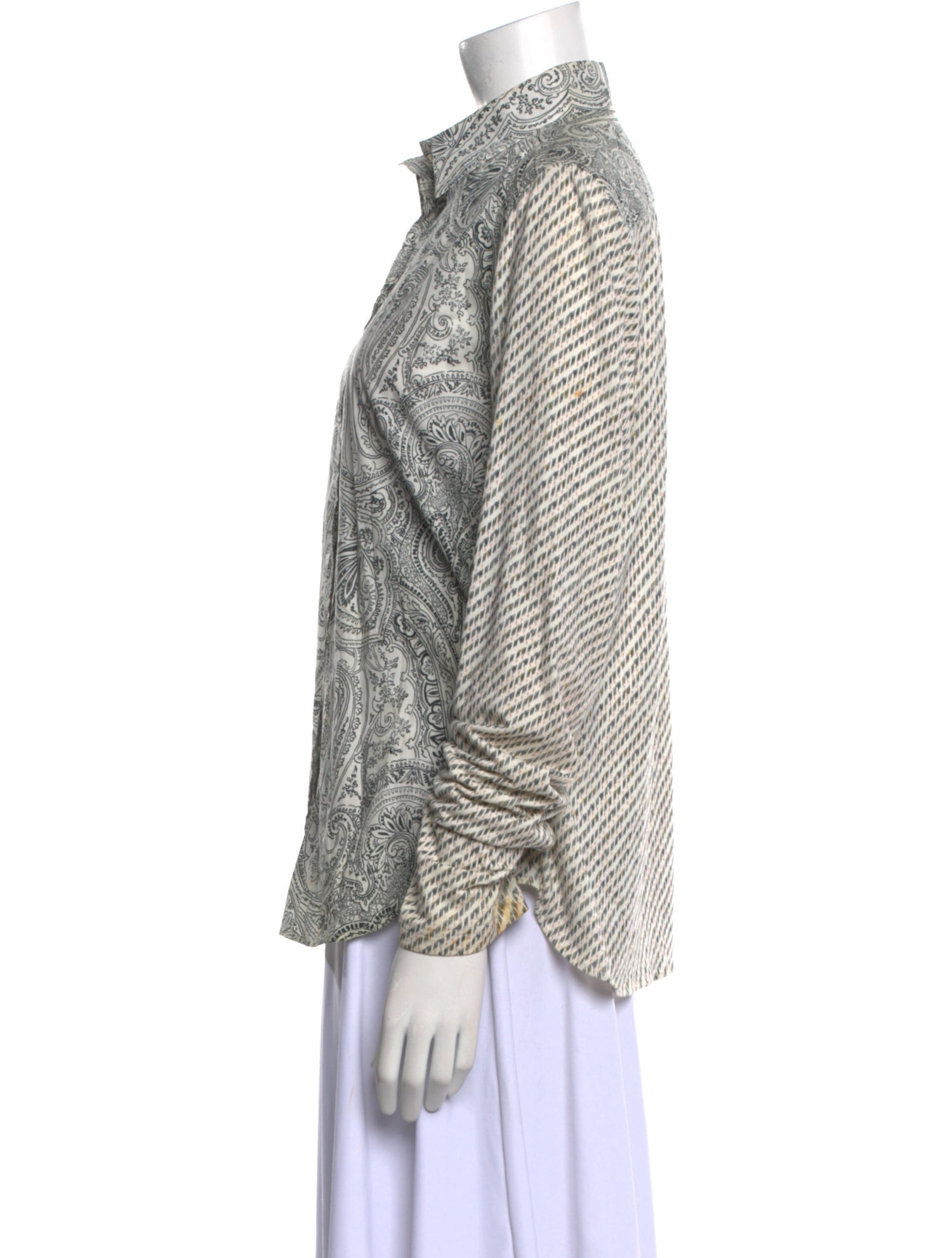 Etro Printed Long Sleeve Button-Up Top