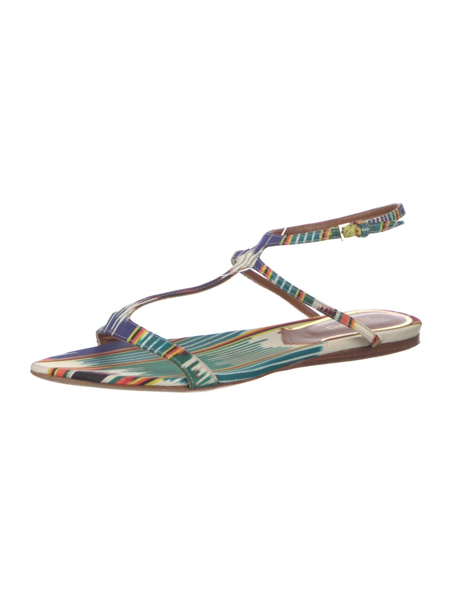 Etro Striped T-Strap Sandals