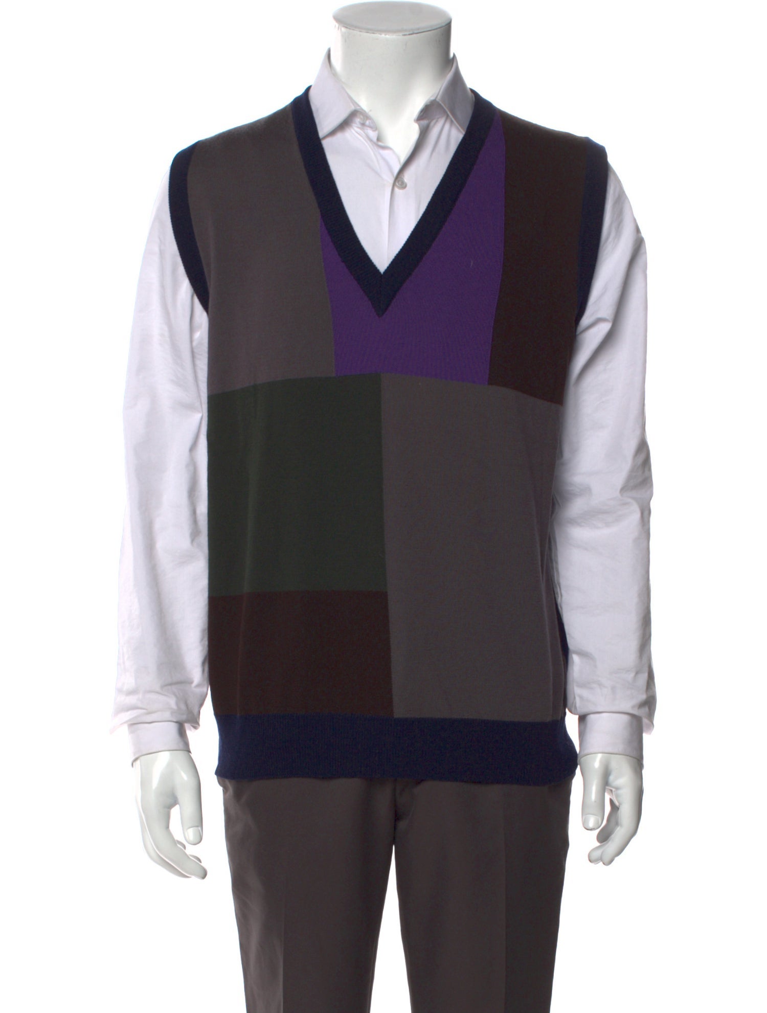 Etro Wool Colorblock Pattern Sweater Vest