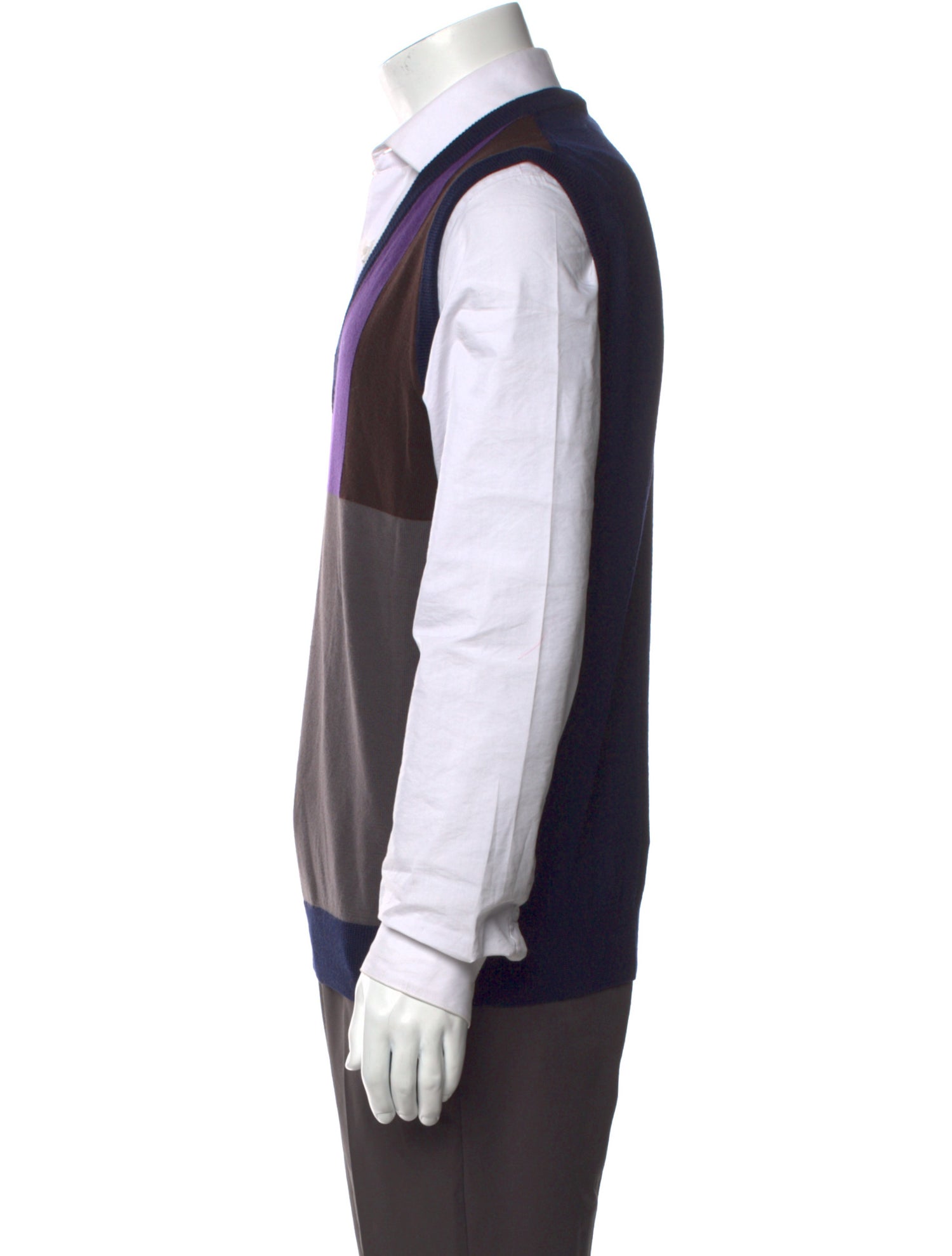 Etro Wool Colorblock Pattern Sweater Vest