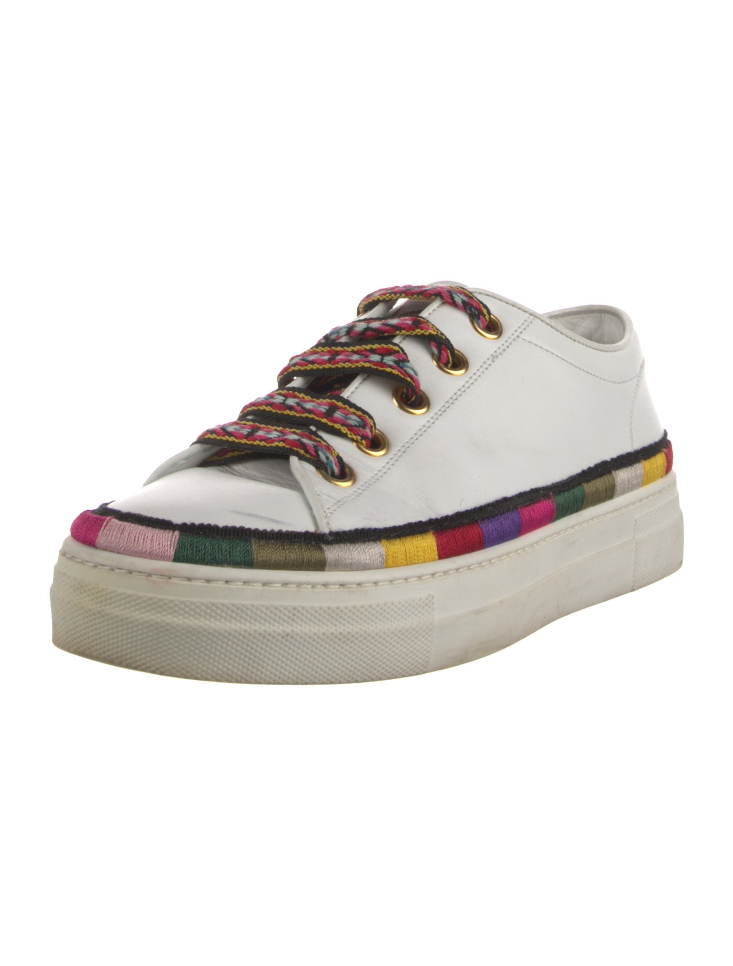 Etro Leather Embroidered Accent Sneakers