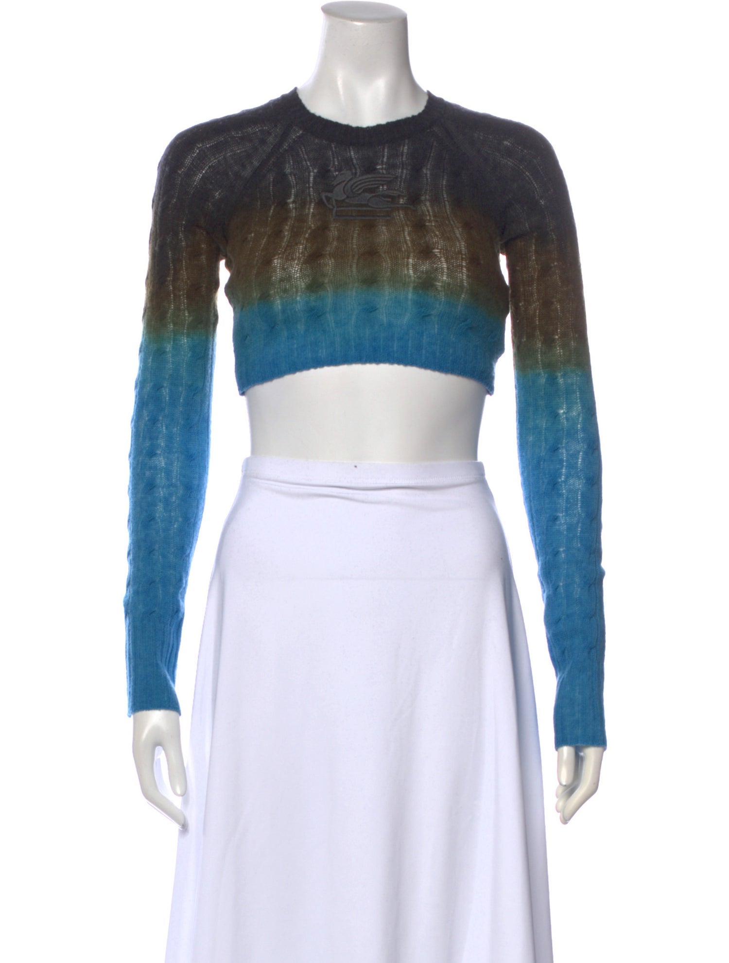 Etro Wool Tie-Dye Print Crop Top