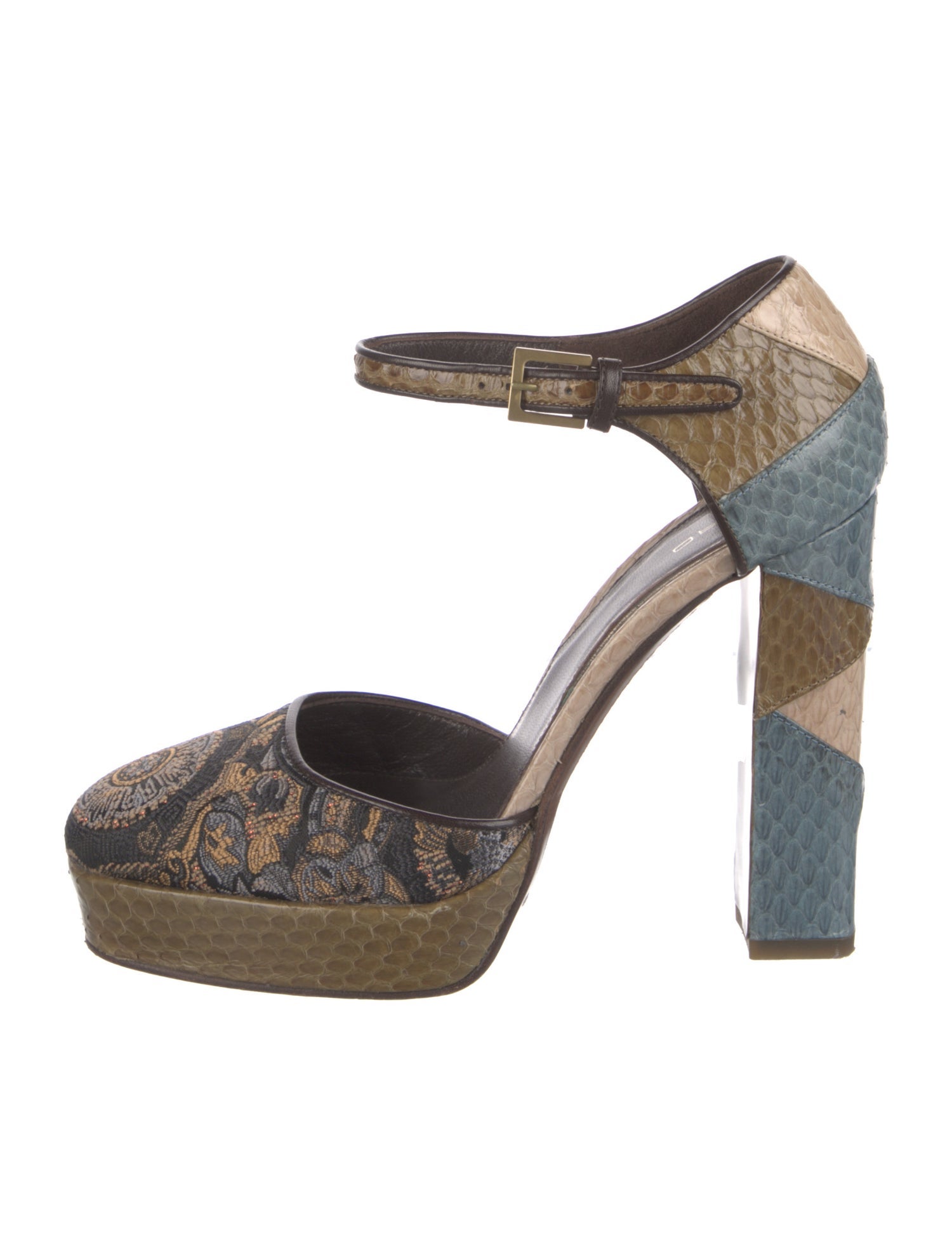 Etro Snakeskin Printed D'Orsay Pumps