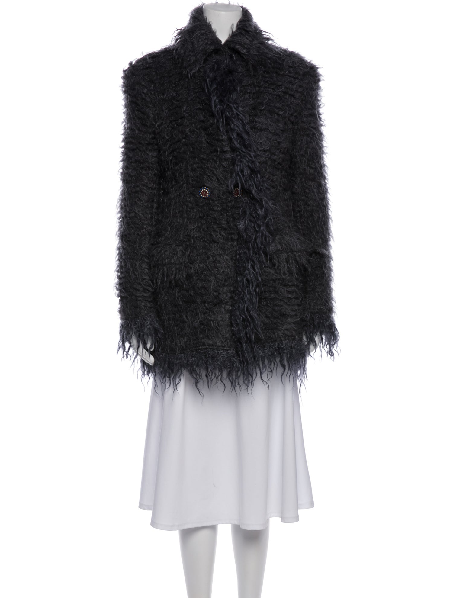 Etro Mohair Faux Fur Coat