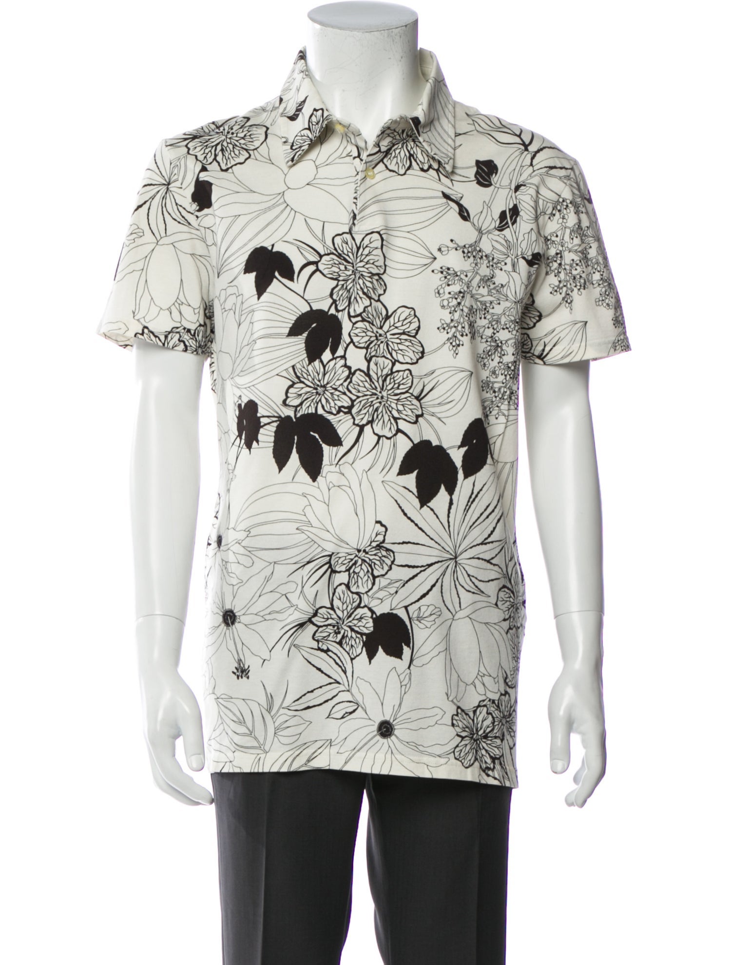 Etro Floral Print Collar Polo Shirt