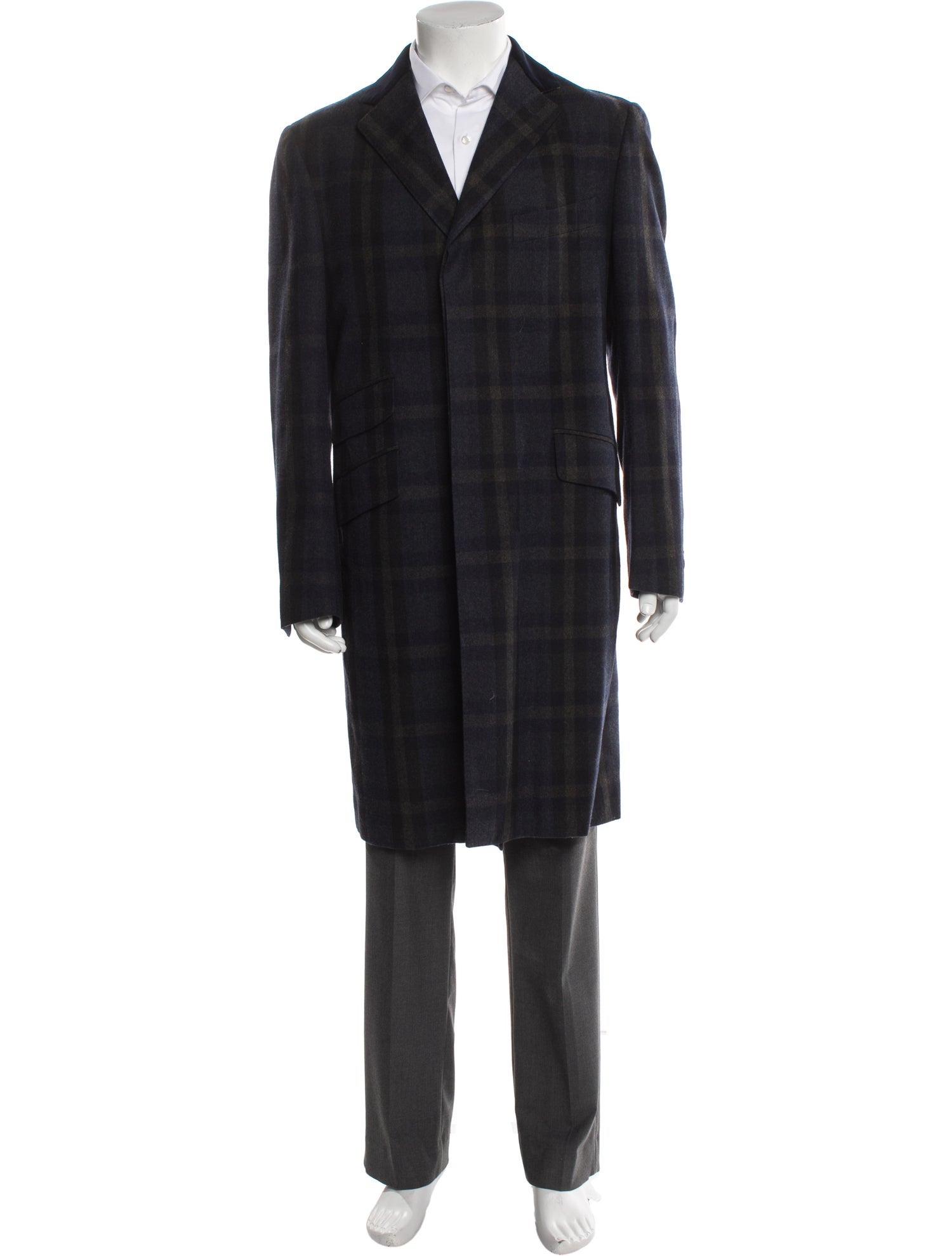 Etro Wool Plaid Print Overcoat