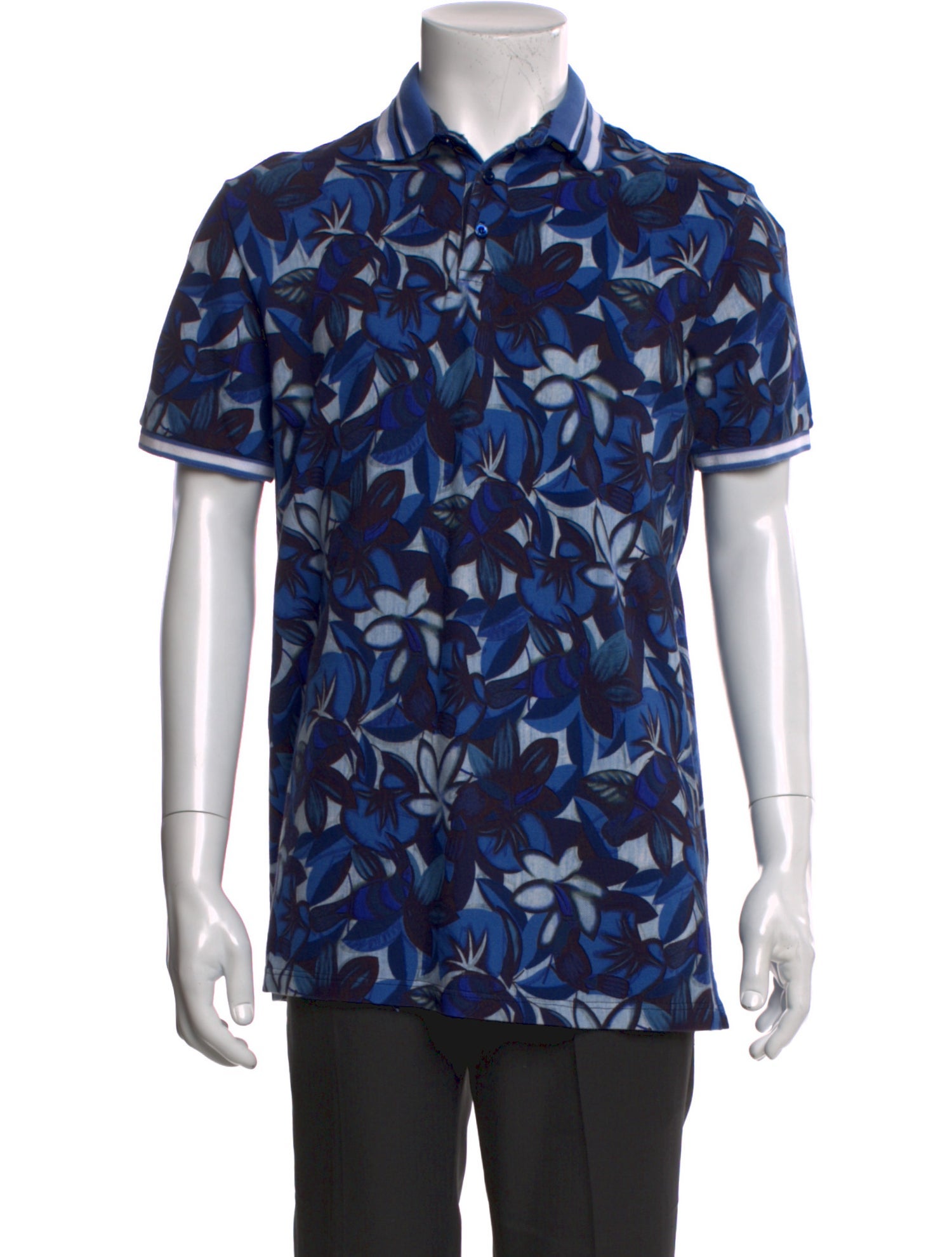 Etro Floral Print Collar Polo Shirt