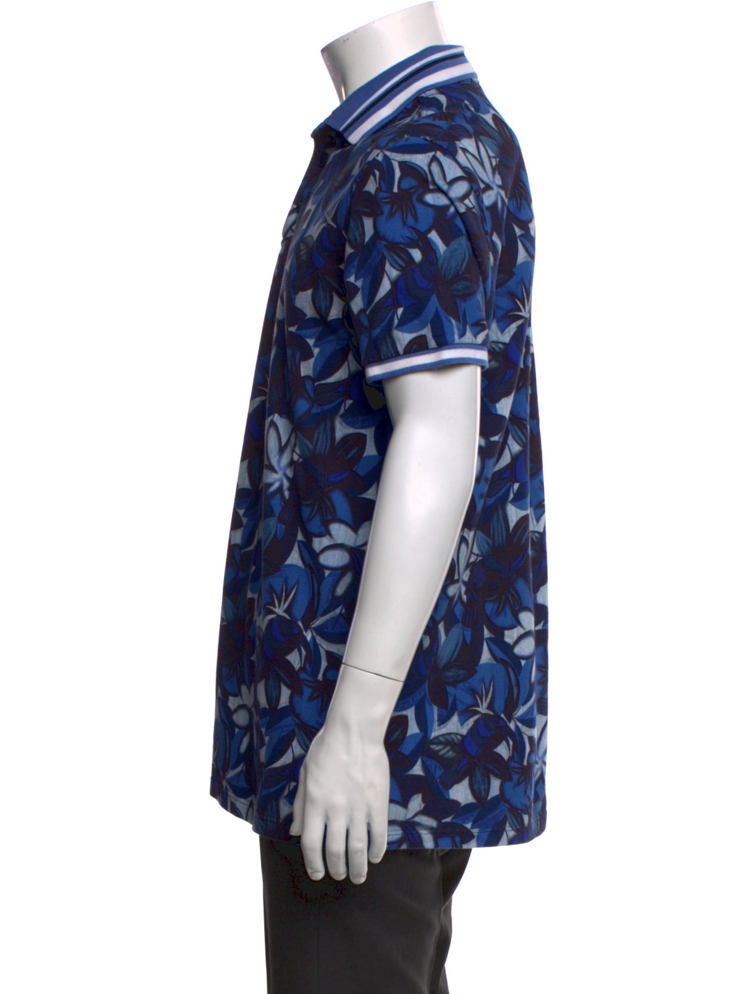 Etro Floral Print Collar Polo Shirt