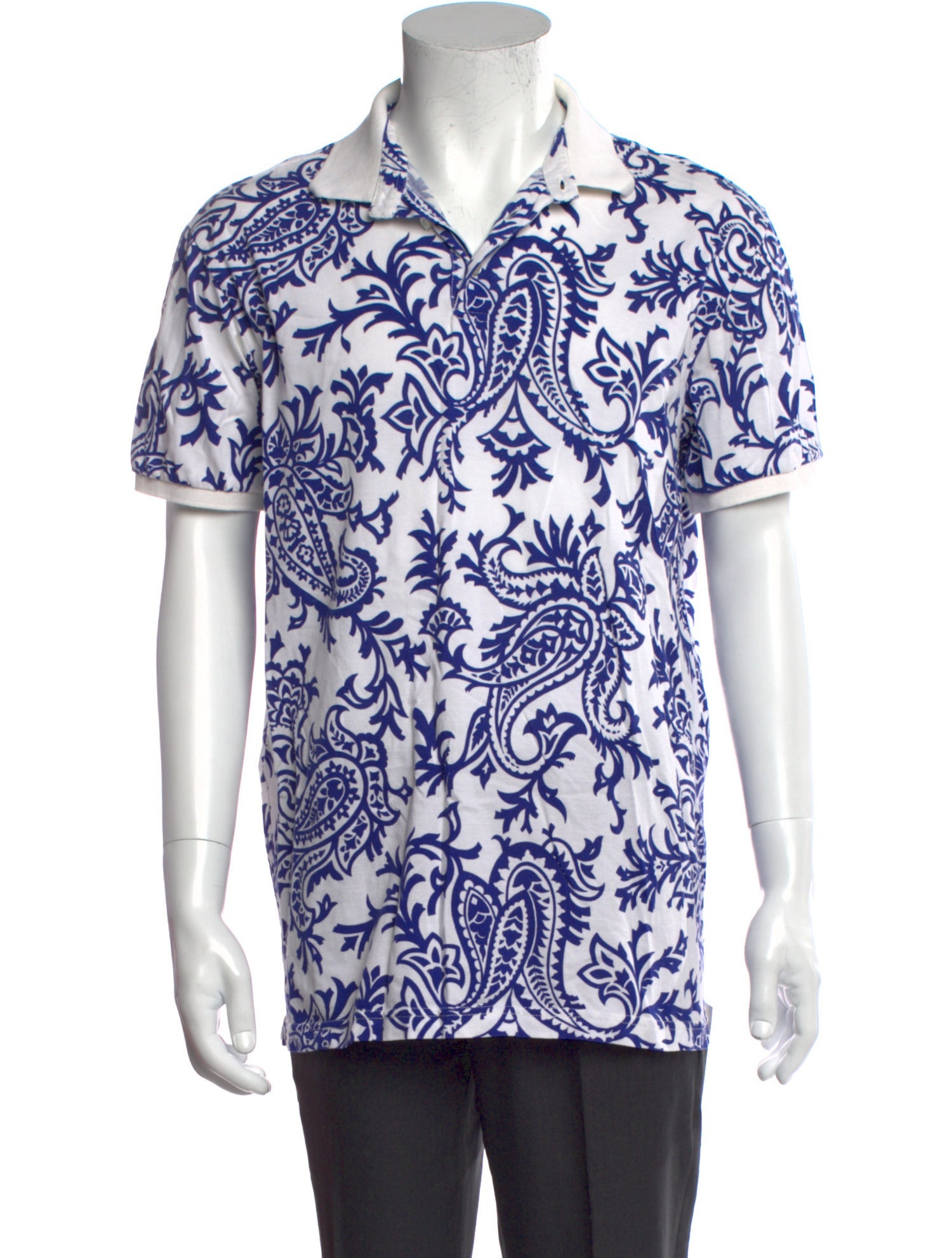 Etro Paisley Print Collar Polo Shirt