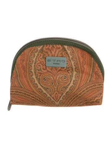 Pre-owned Etro Pattern Canvas Travel Bag In Brown