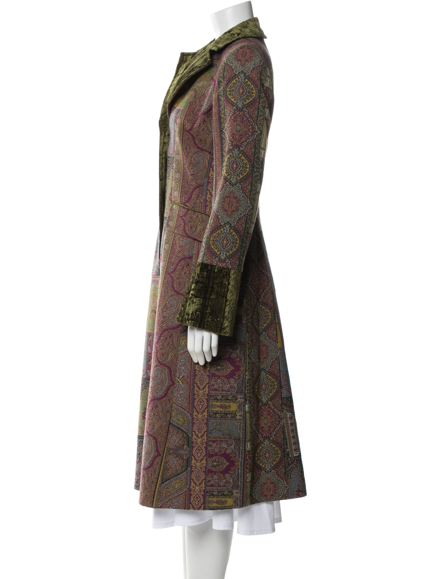 Etro Wool Paisley Print Trench Coat