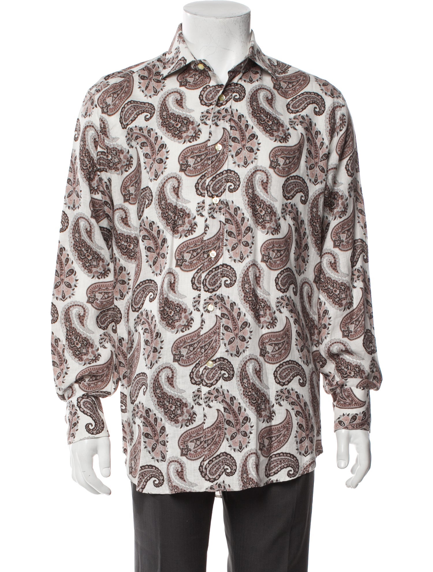Etro Linen Paisley Print Dress Shirt