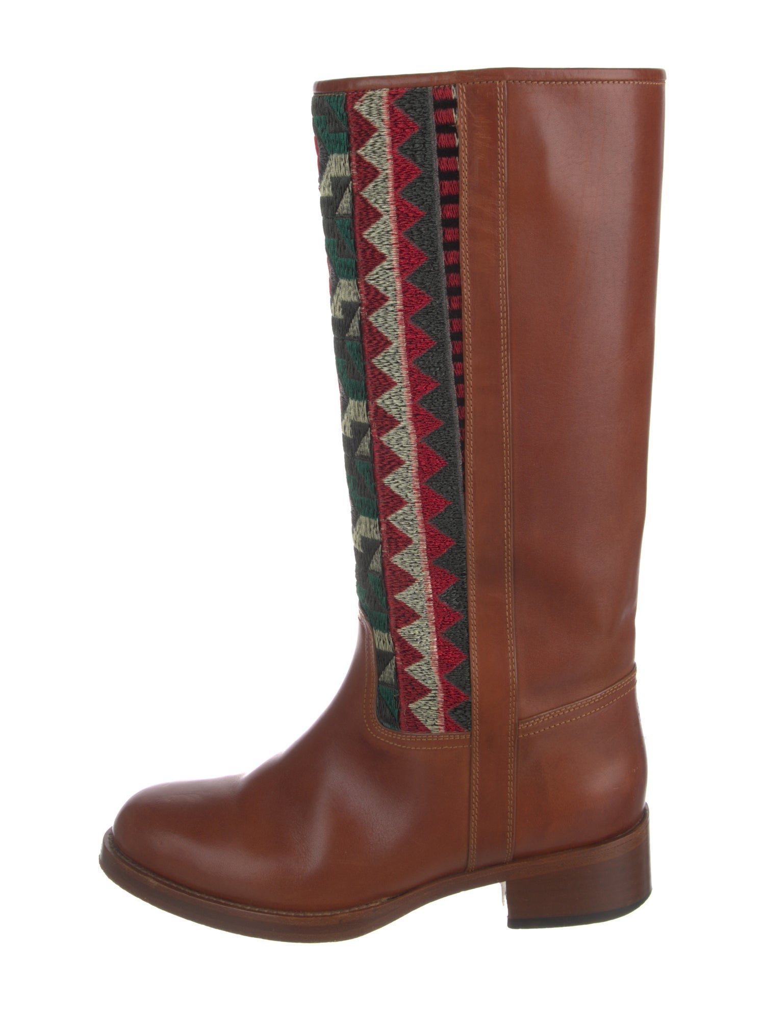 Etro Leather Graphic Print Riding Boots