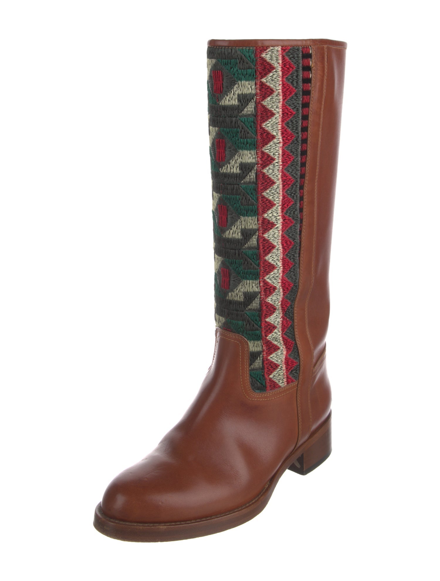 Etro Leather Graphic Print Riding Boots