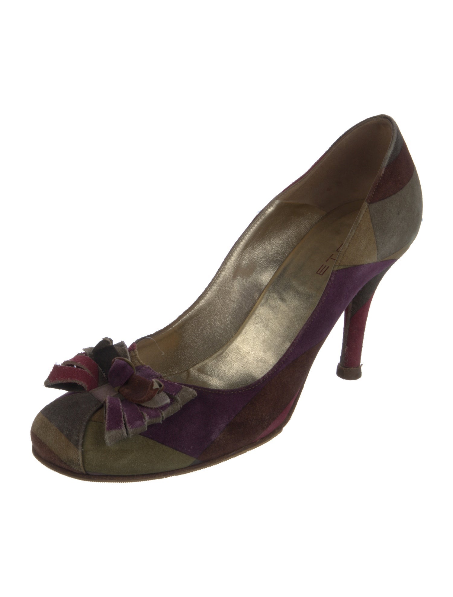 Etro Suede Colorblock Pattern Pumps