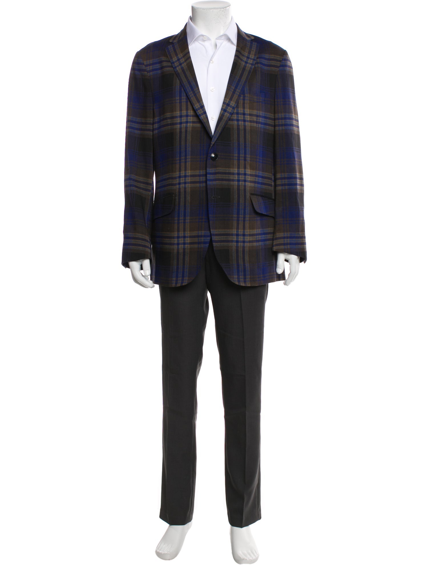 Etro Wool Plaid Print Blazer