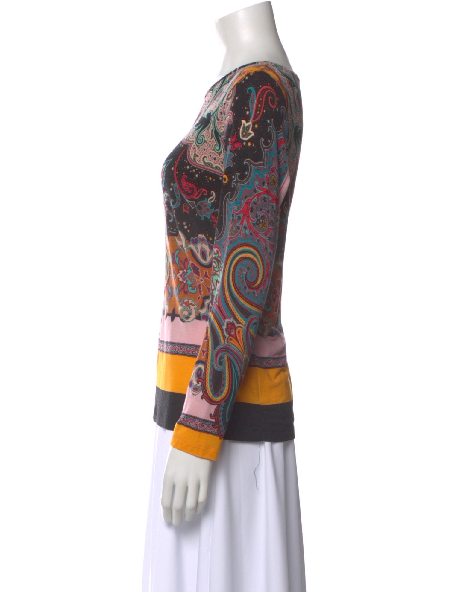 Etro Paisley Print Bateau Neckline Top